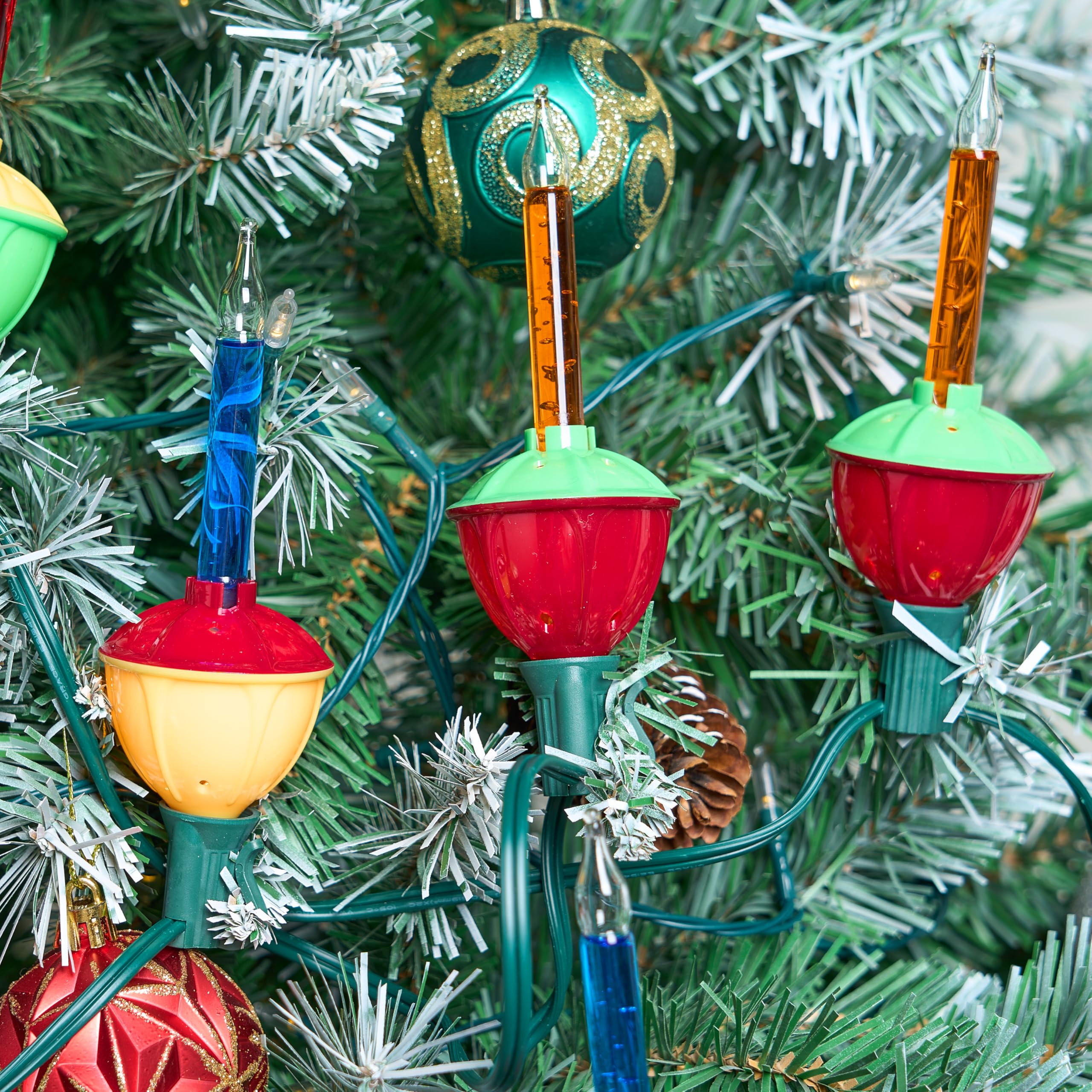 Joiedomi Christmas Bubble String Lights - 2 Pack Multicolor, 14 Vintage Bubbles, Plastic, Perfect For Tree & Holiday Decor