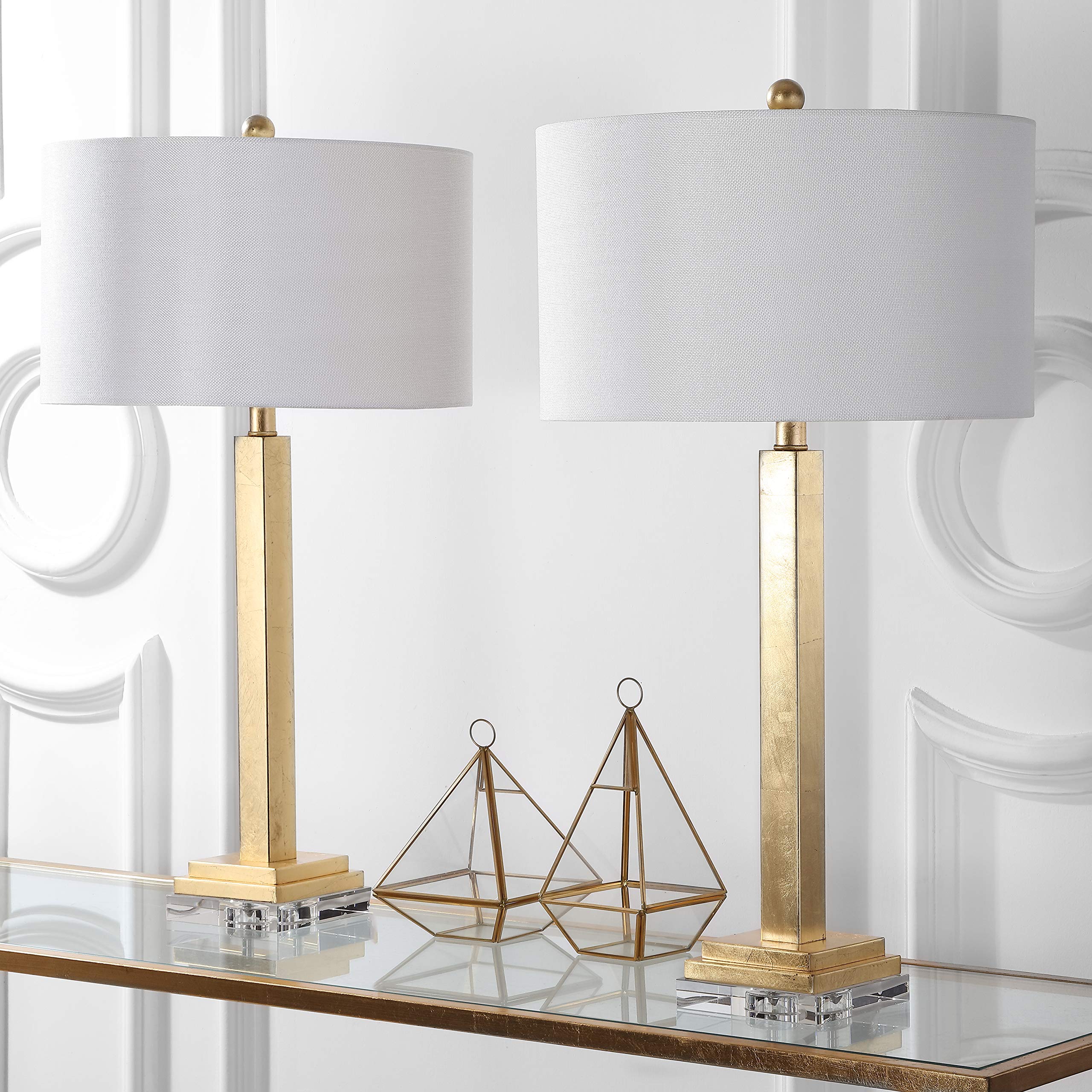 Safavieh Table Lamp Set of 2, 30-Inch Gold/Crystal, Metal Design, Includes LED Bulbs, Model LIT4378A-SET2