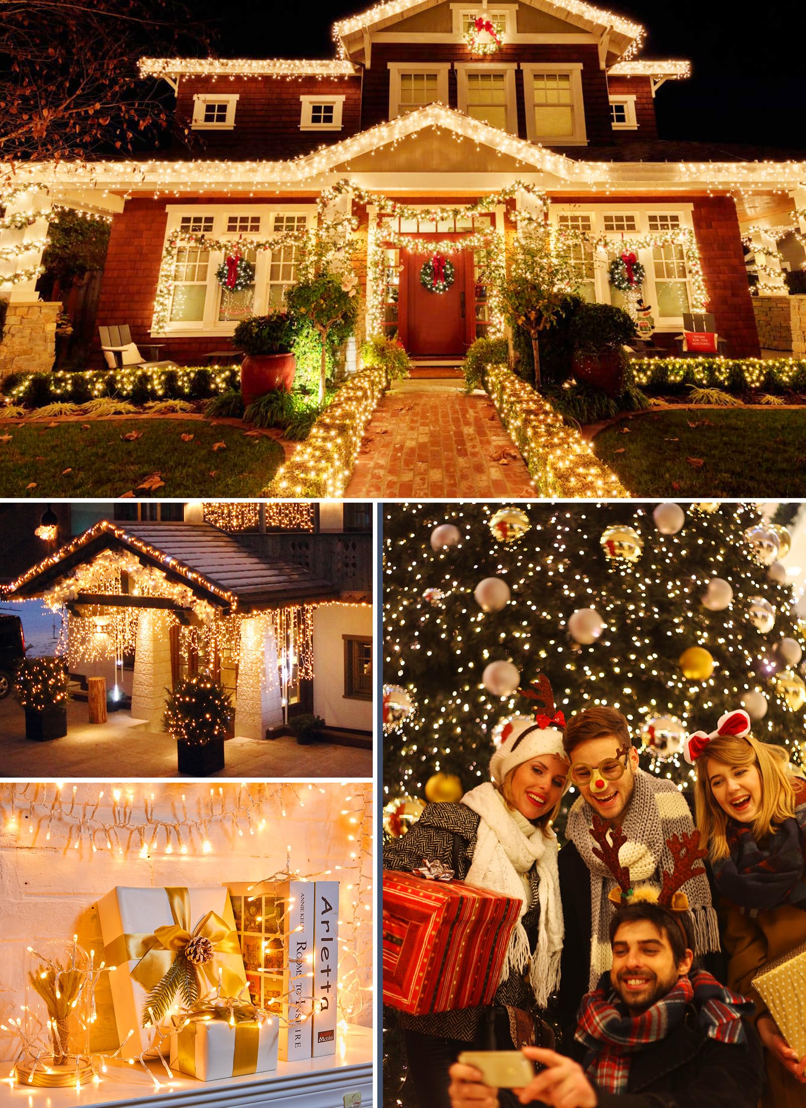 2 Pack Battery Operated String Lights Outdoor, 8Ft 120 Led Battery Powered String Fairy Lights With Time, 8 Modes, Waterproof Twinkle String Lights For Outside Indoor Bedroom Tree Wedding, Warm White