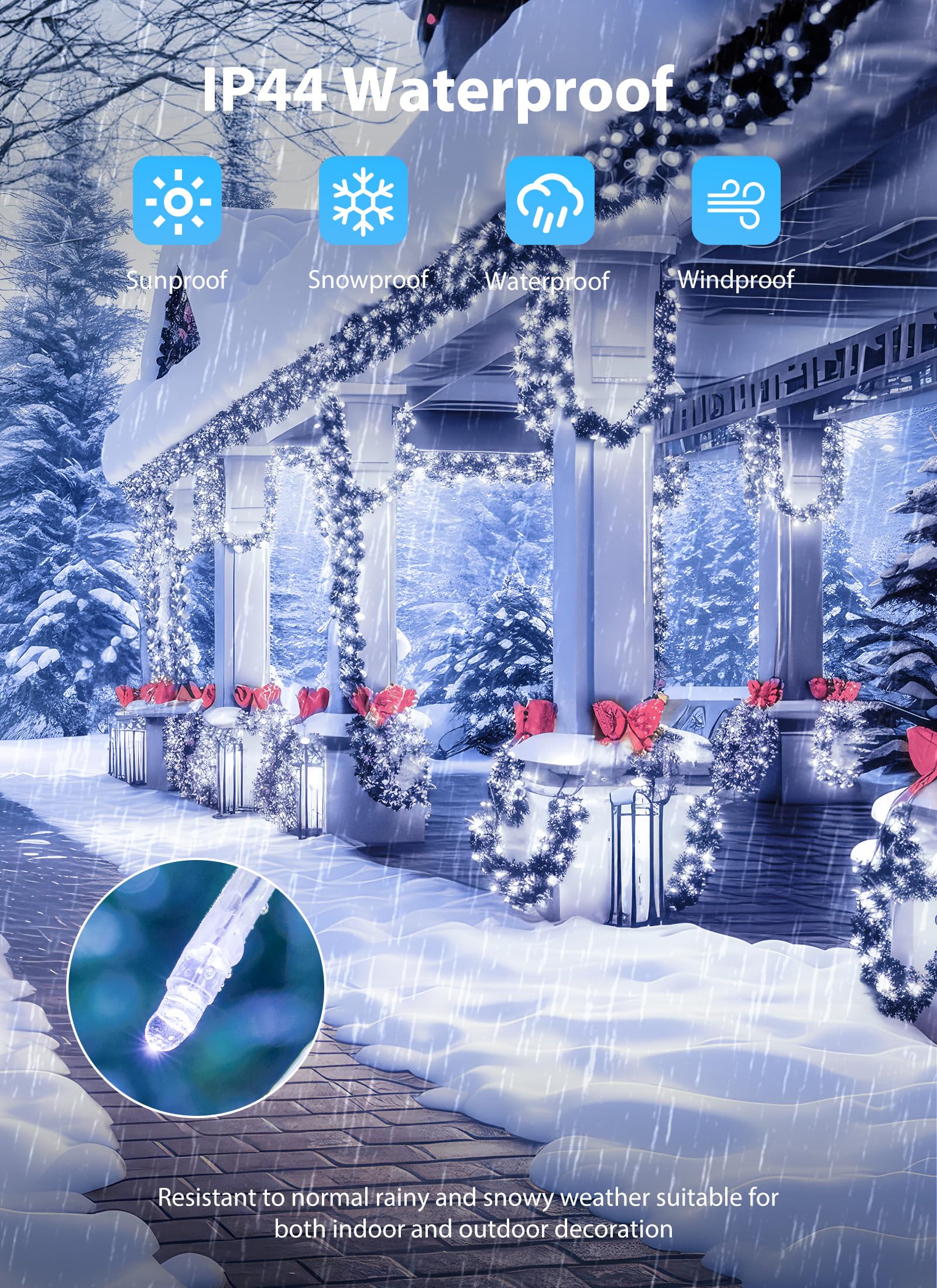 Minetom Christmas Lights Outdoor Cluster Lights - 500 Led 25 Ft Christmas Firecrackers String Lights, 12 Modes Timer Waterproof