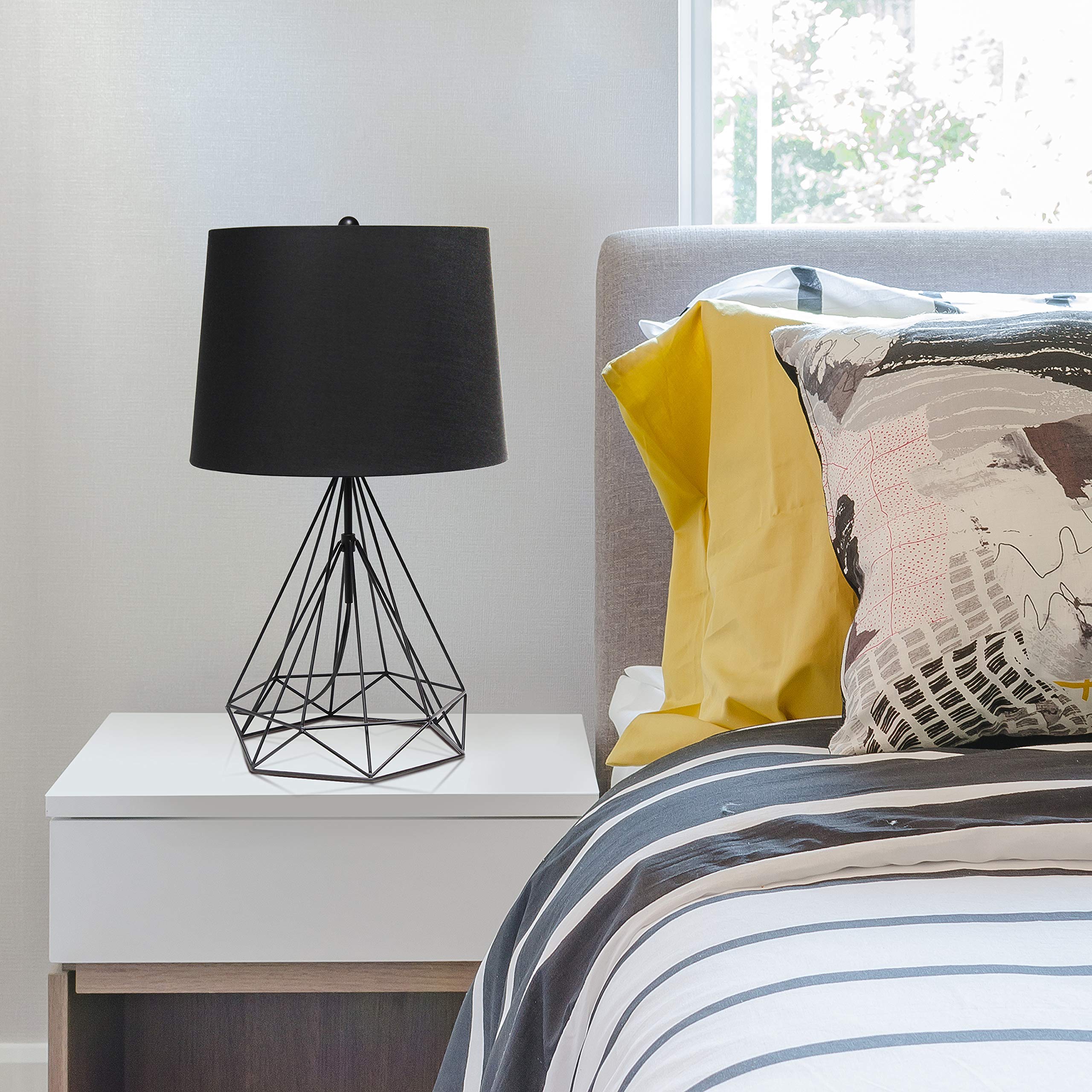 Elegant Designs LT1054-BLK Modern Table Lamp, Metal, 14inL x 14inW x 23.5inH, Black Matte
