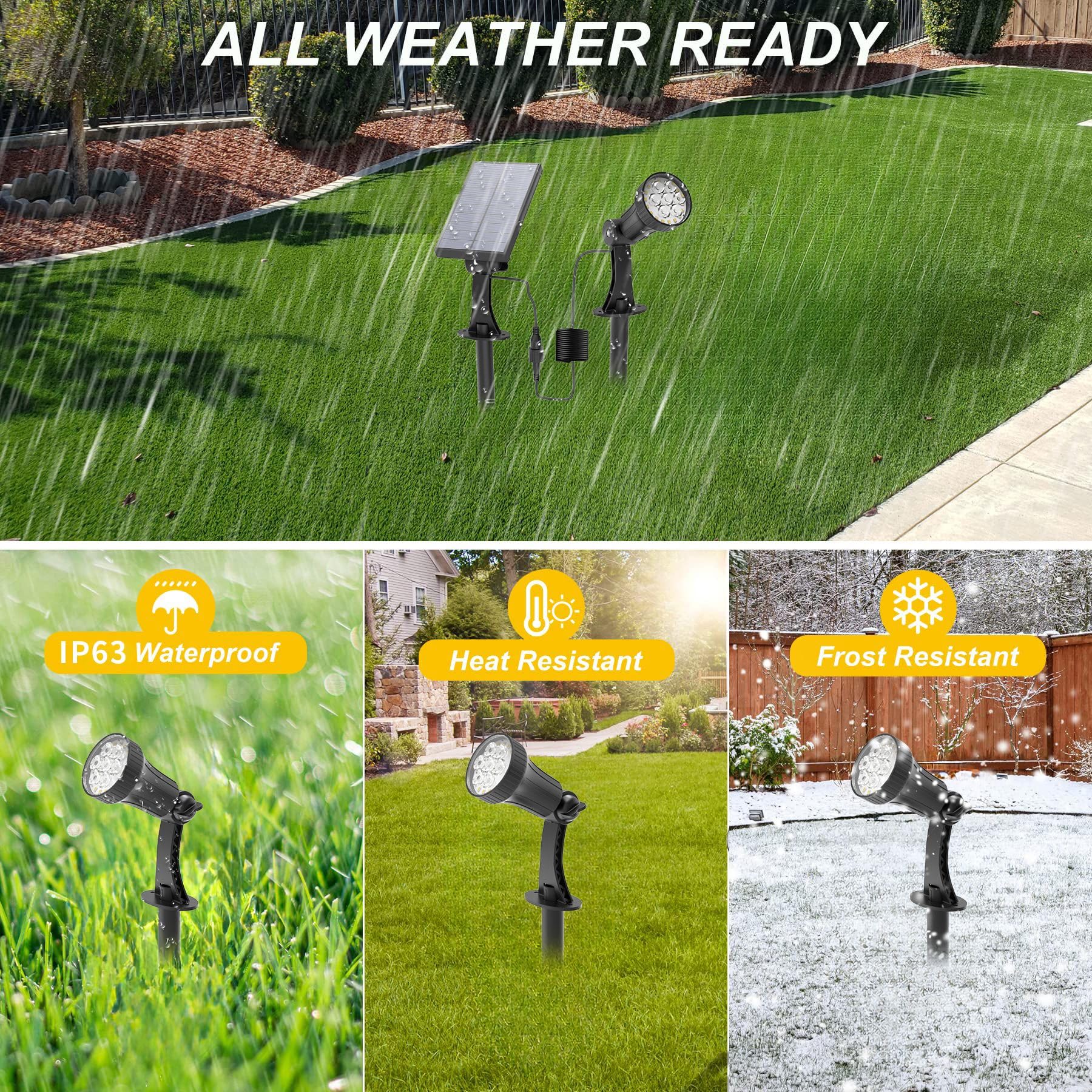 Hruuroo Solar Spotlight Outdoor, Waterproof Landscape Lighting With Cable,For,Outdoor,Garden,Yard,Christmas,Solar Pathway Lights
