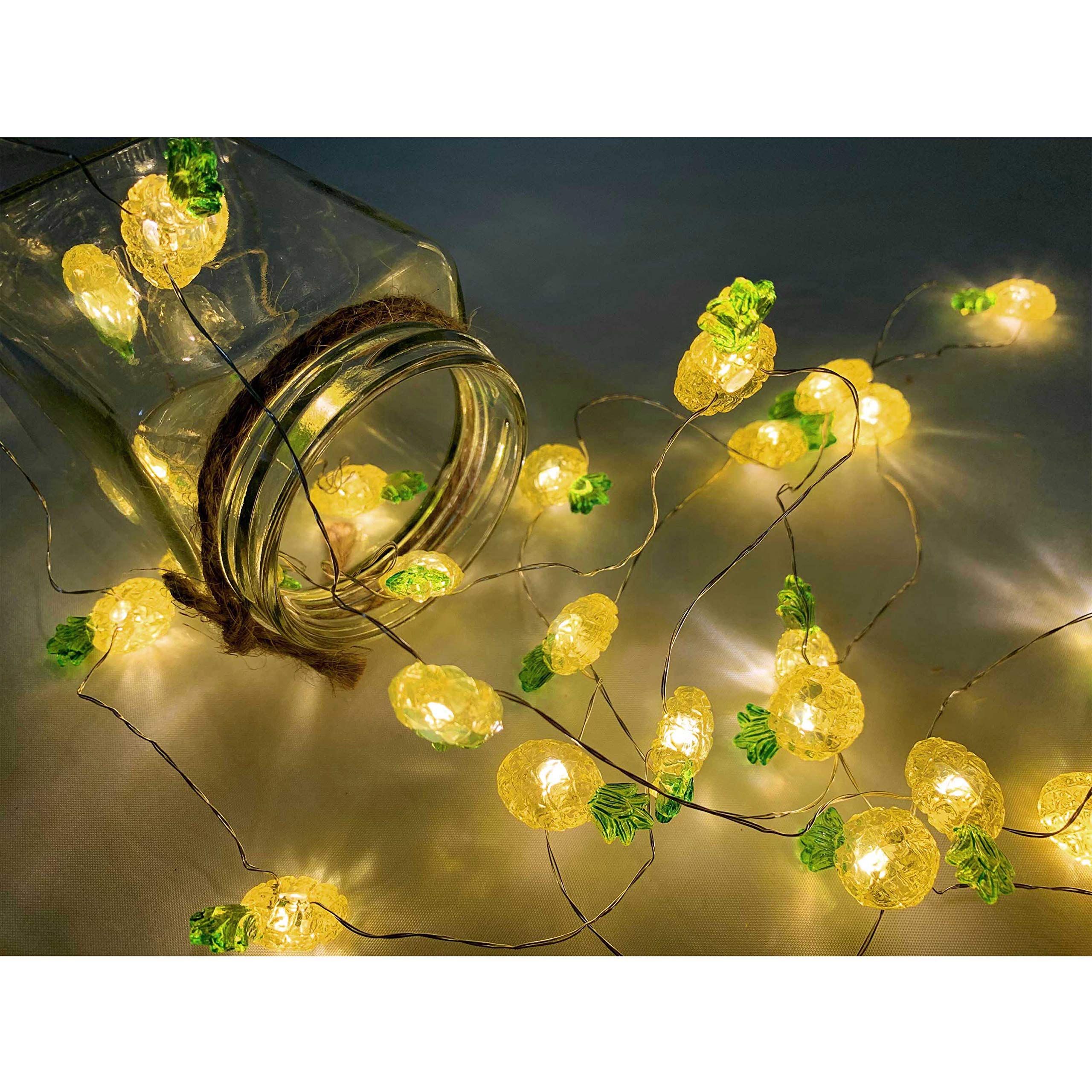 NiniTe LED Pineapple Fairy String Lights, Waterproof, Battery Operated, 8 Modes, Remote Control, Indoor/Outdoor Decor, Model 19eb39d6-f442