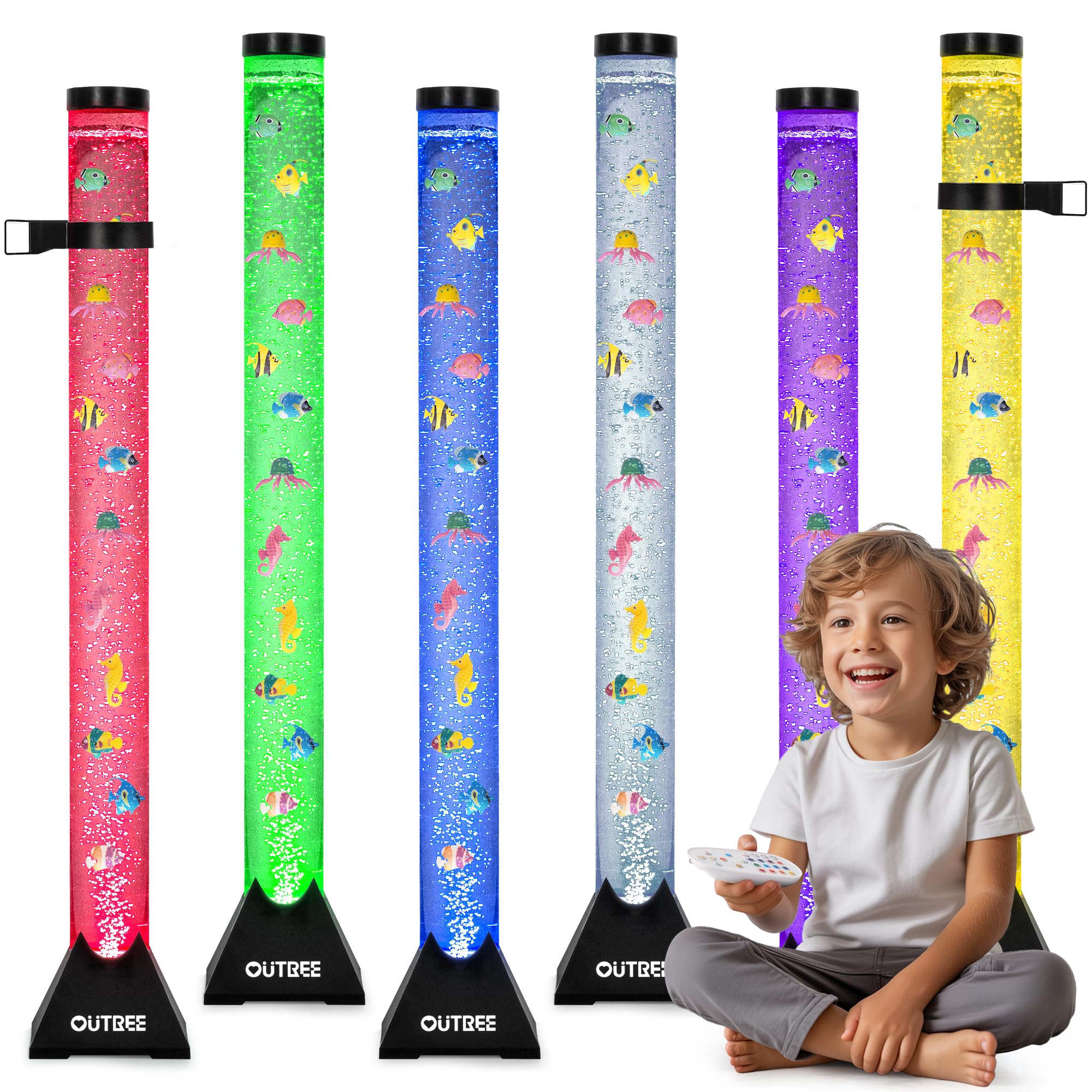 OUTREE Sensory Bubble Tube Lamp, Remote Control, 20 Color Effects, 47.84in, Multicolor, Model TC01AE00-1-HN50F