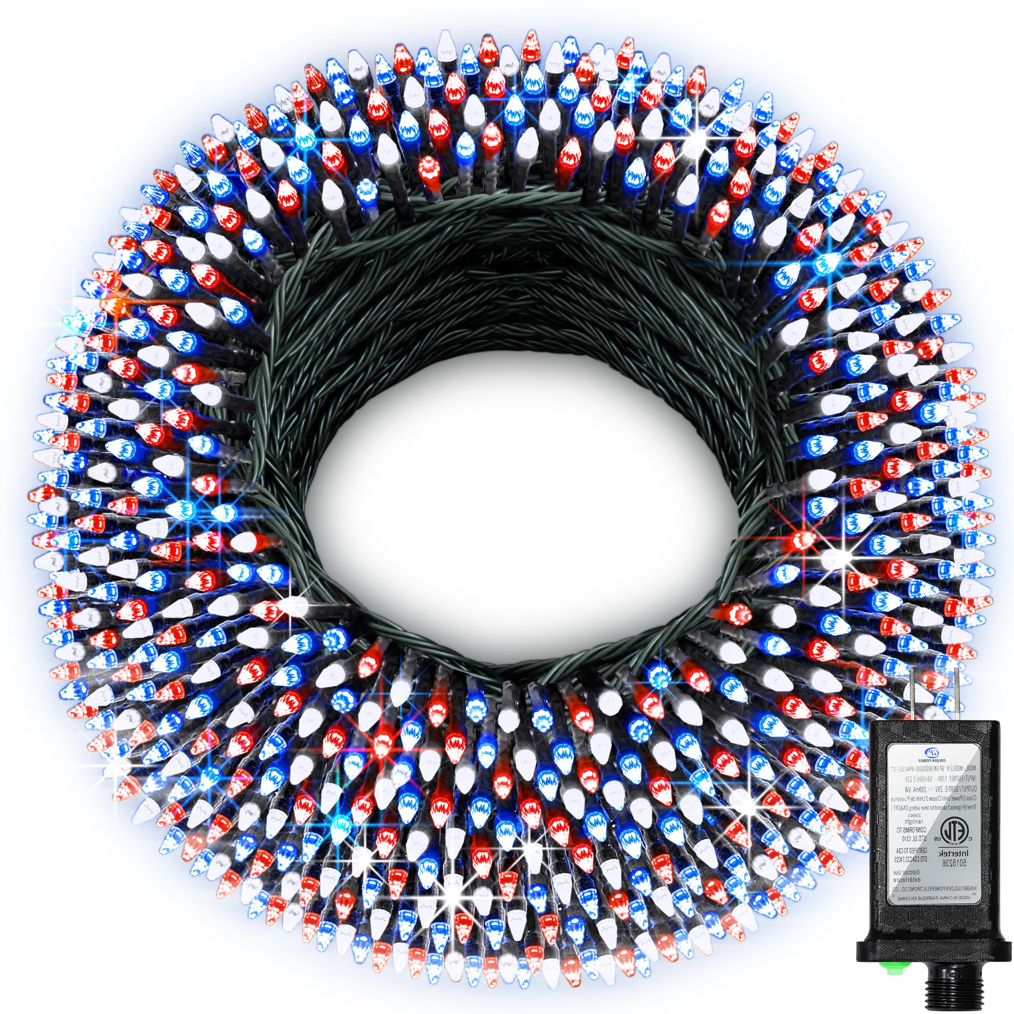340 Led 90Ft Christmas String Lights Outdoor  12 Pro Modes And Timer Memory & Brightness  Plug In Waterproof Dark Green Wire Twinkle Light For For Xmas Yard Tree Wedding Party Decor Red White Blue