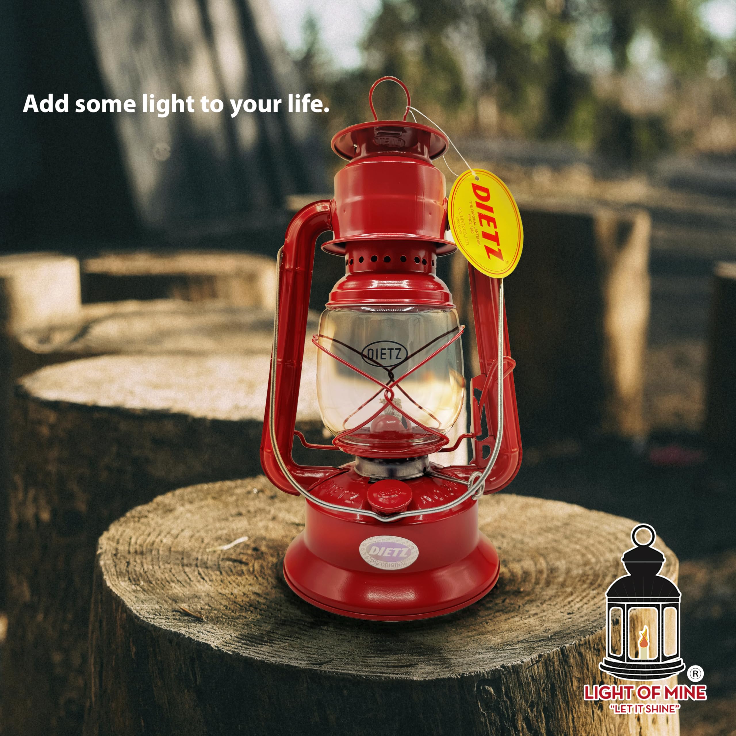 Light of Mine - Dietz #30 Little Wizard Red Oil Lantern with 5/8 Replacement Wick Strips (Red)
