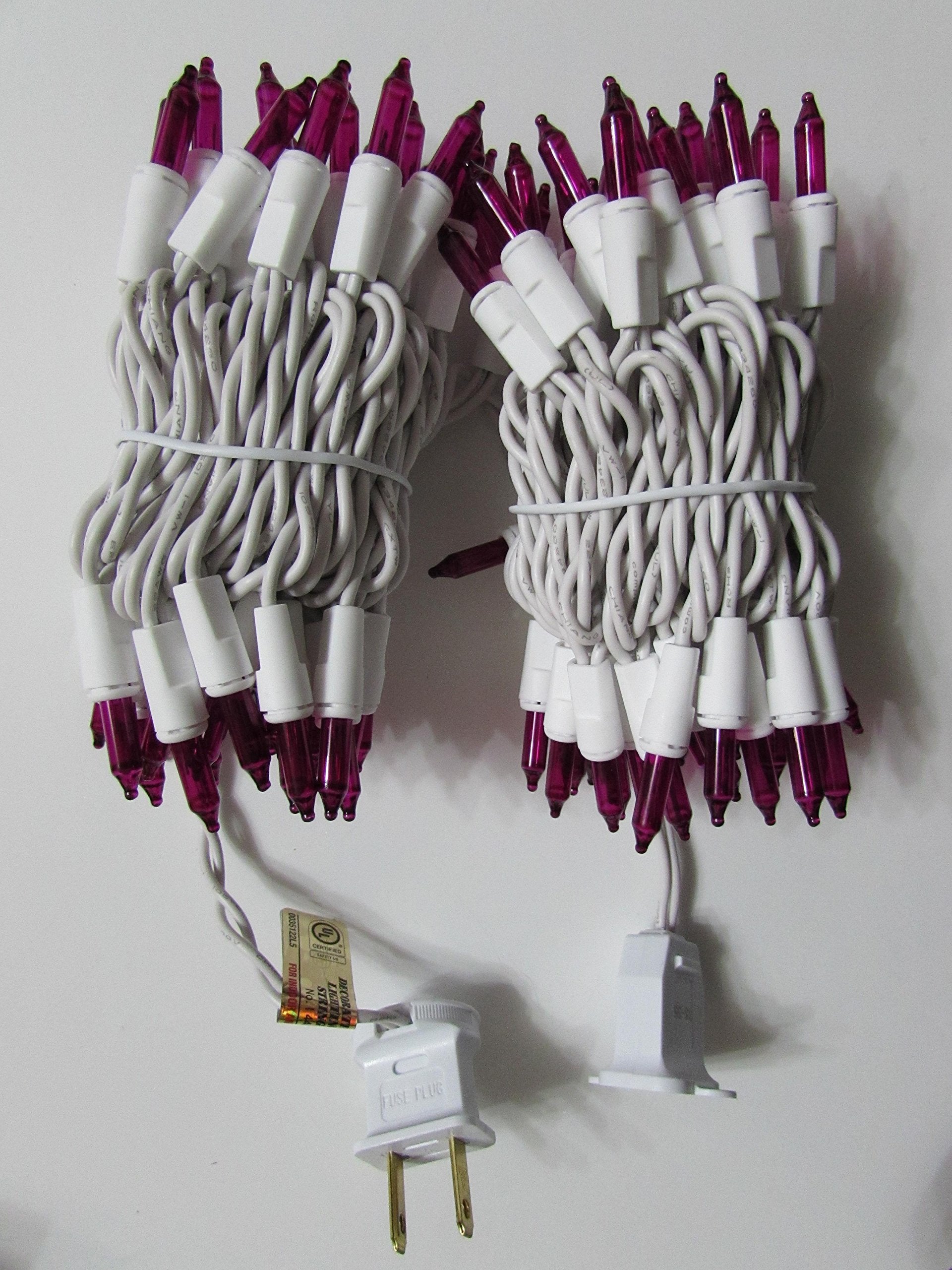 Dobar Holiday Pride Pink Christmas Lights White Wire - 100 Count Pink Christmas Lights Indoor (24 Ft) - Indoor/Outdoor Use - Ul Certified - Static & Blinking Modes - Connectable