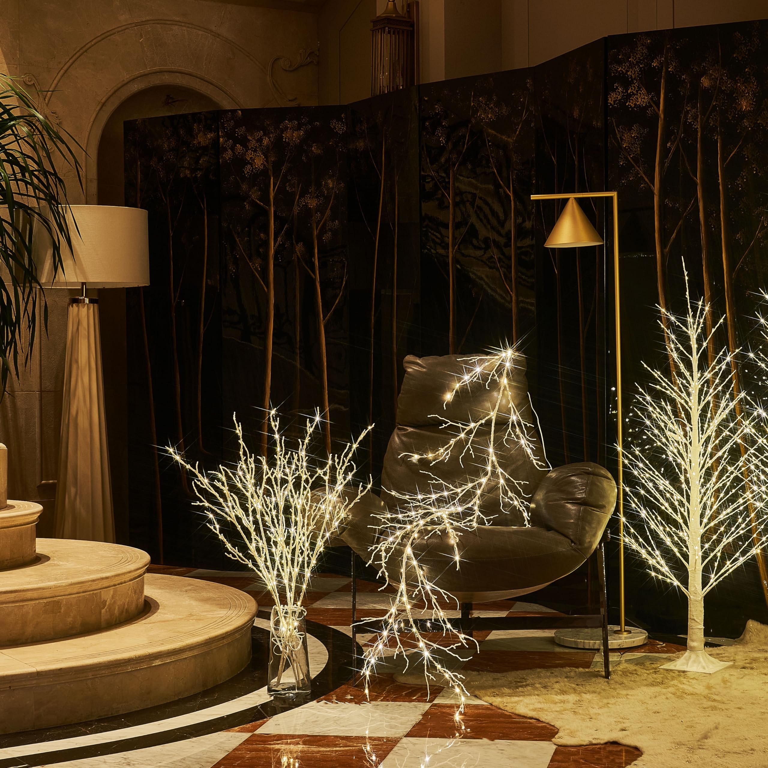 BAOLITVINE Lighted White Twig Branches 32IN 200 Warm White Fairy Lights, Lighted Willow Branches Plug in with Timer, Dimmer for