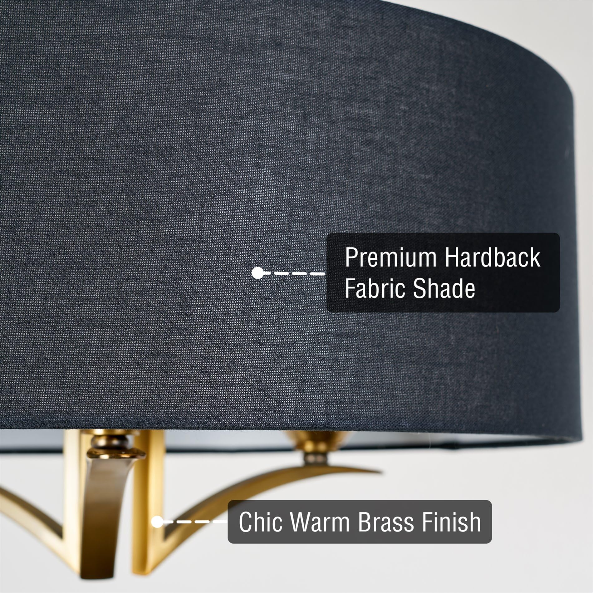 Kira Home Alondra 20'' Modern 3-Light Drum Chandelier + Black Fabric Shade, Adjustable Height, Warm Brass Finish