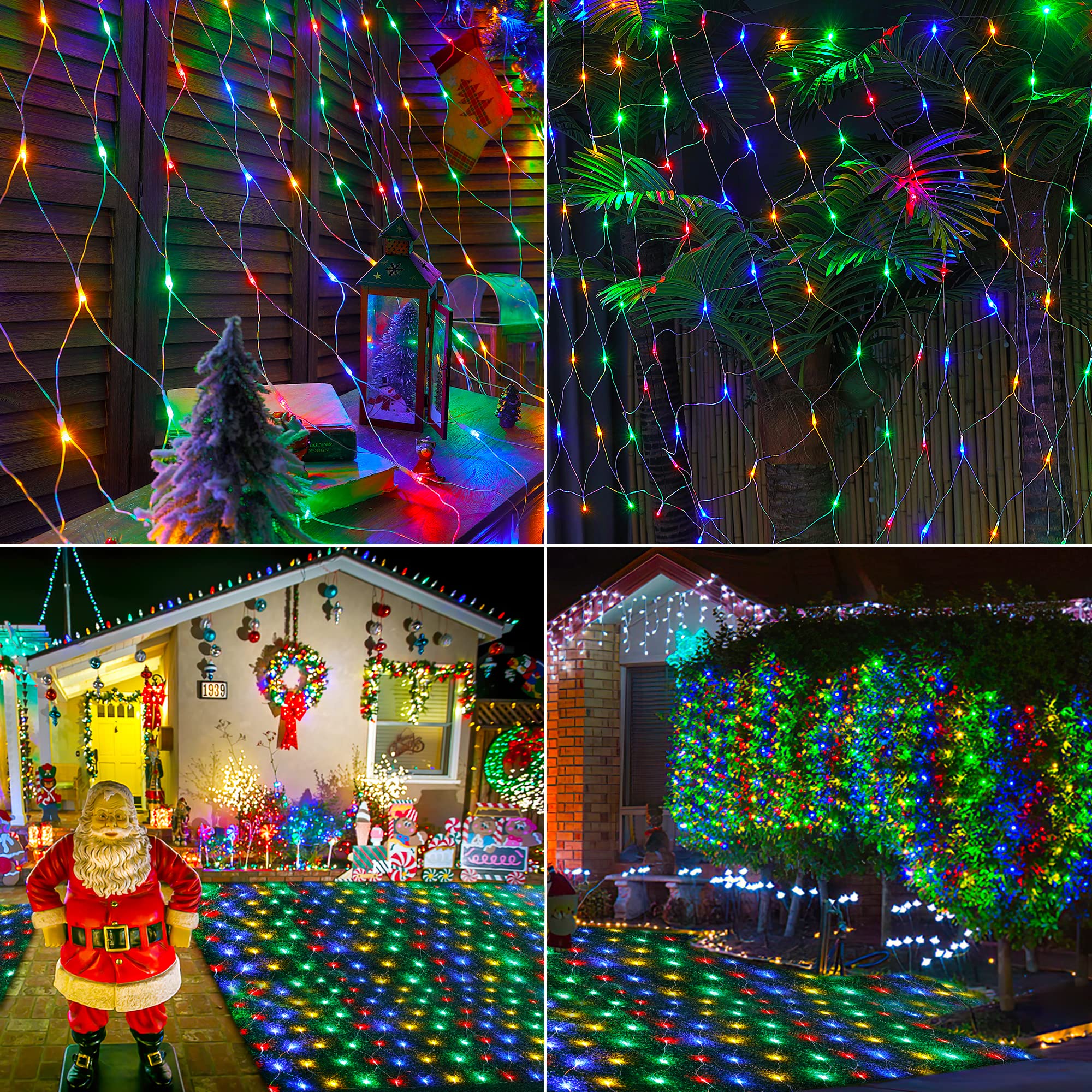 HEYFUNi 192 LED Net Lights, Waterproof Christmas Mesh Lights for Indoor/Outdoor, 9.8ft x 6.6ft, Multicolor, Model QX-U-O-N-192