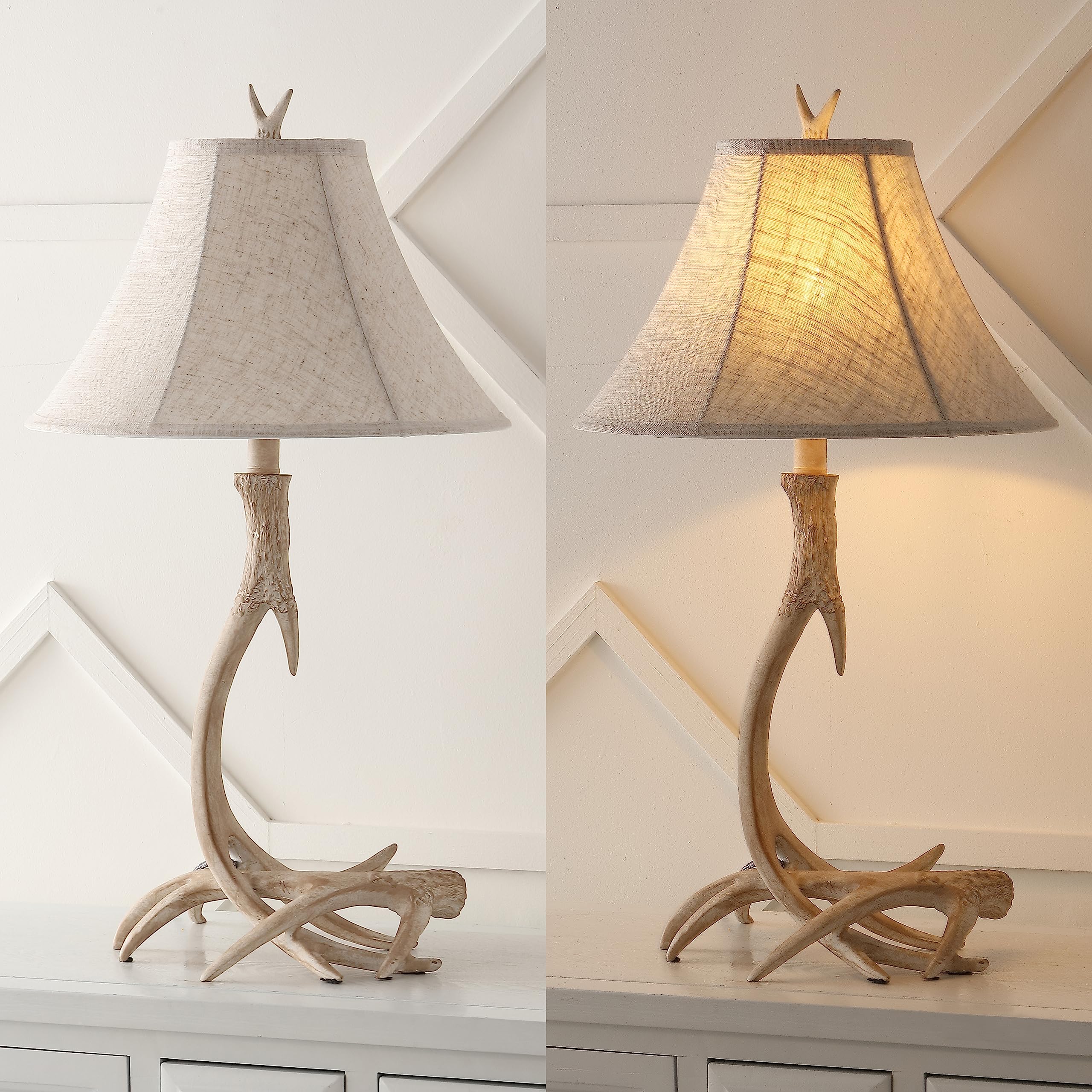 Jonathan Y Jyl6305B Antler 27.5'' Rustic Resin Led Table Lamp, Traditional For Bedroom, Living Room, Office, Kids Room, Entryway