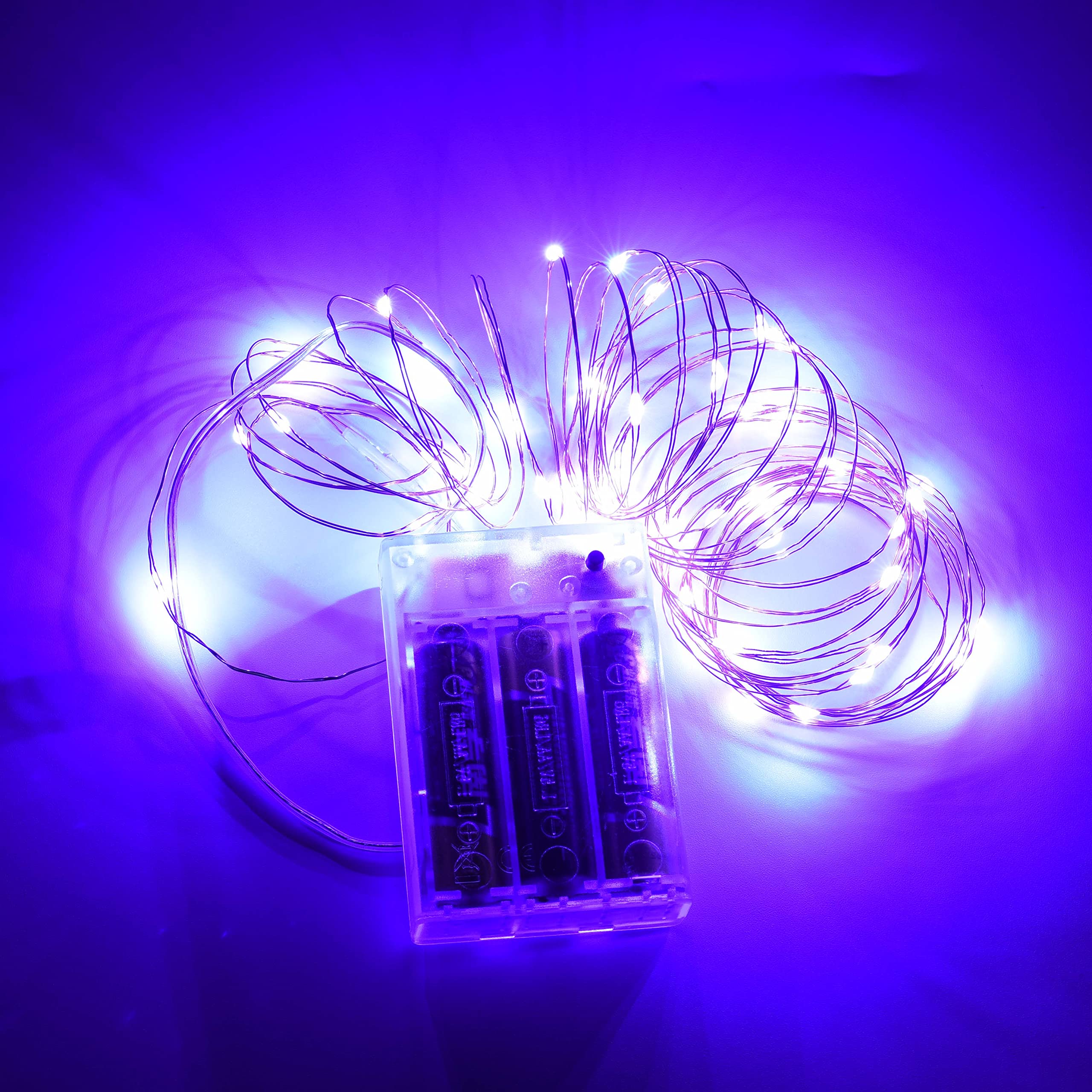Yunding Battery Christmas Lights, Battery Christmas Lights With 8 Flashing Modes And 8-16 Hours Timer(1Pcs,Purple)