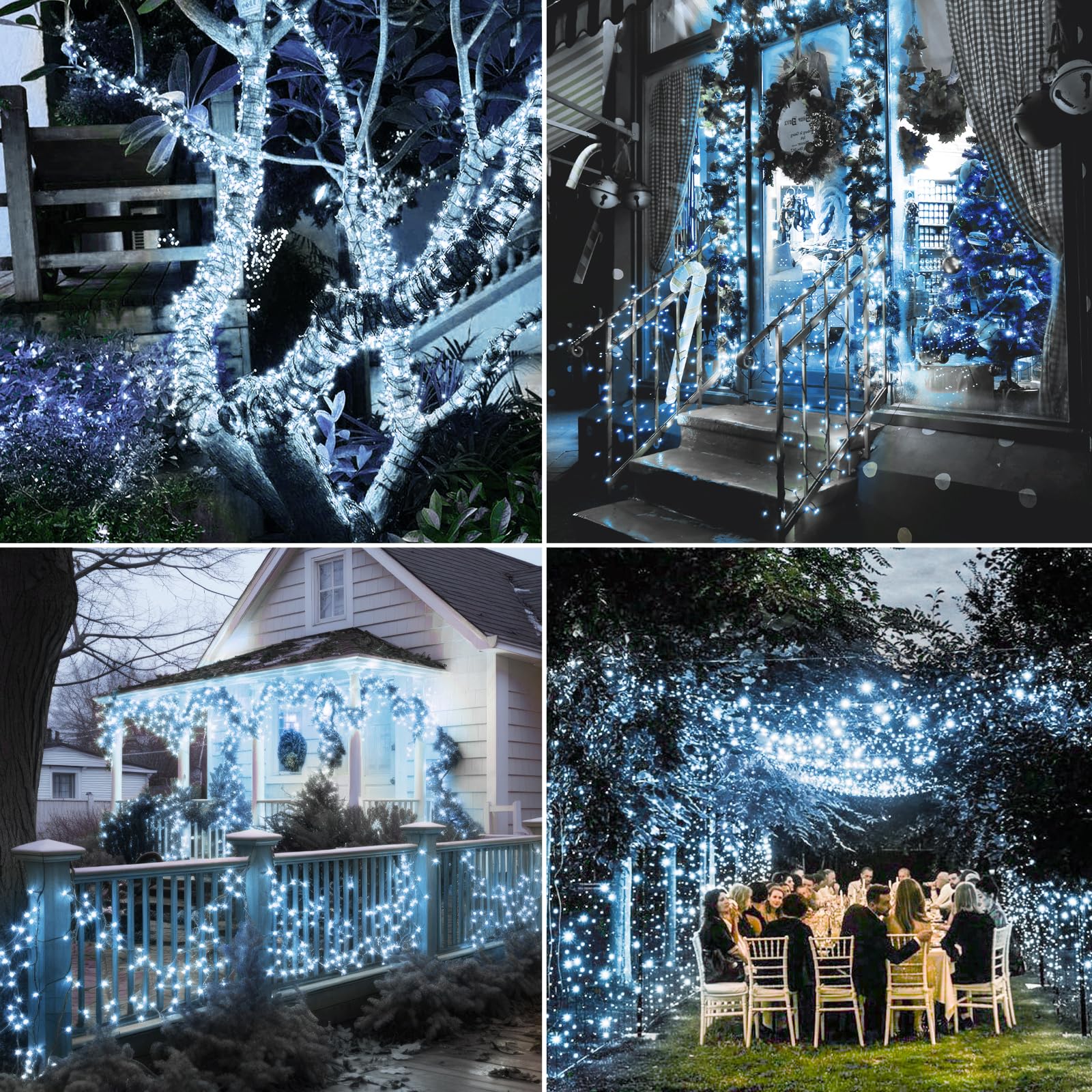 Btfarm 4 Pack Solar Christmas Lights Outdoor  Total 157Ft 480Led Solar String Lights Outside Waterproof  8 Modes Twinkle Tree Light Solar Powered For Xmas Garden Patio Party Wedding Decor  Cool White