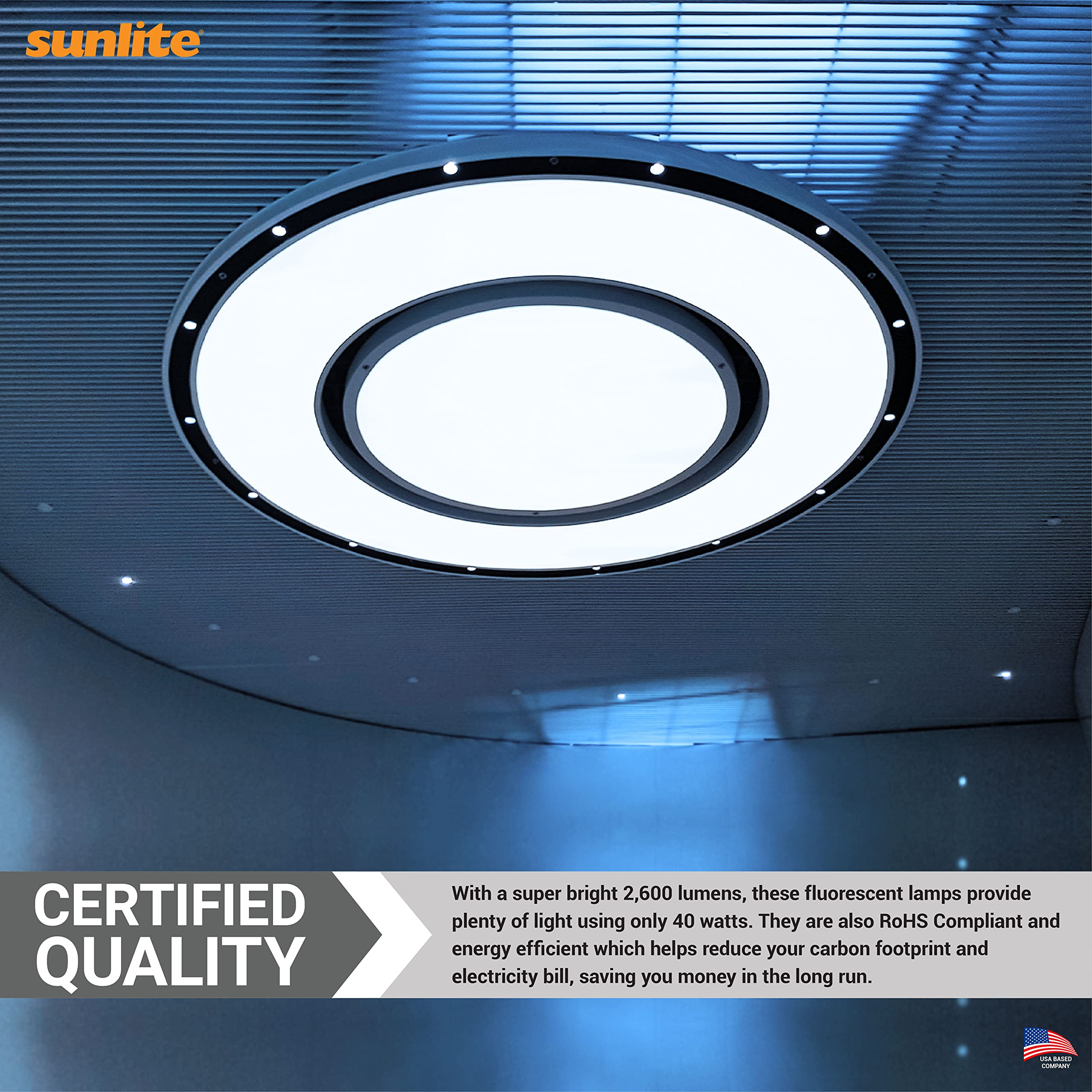 Sunlite 41525 FC16T9/DL T9 Round Fluorescent Circline Lamp, 40 Watts, 2600 Lumens, 6500K Daylight, RoHS Compliant, G10Q 4-Pin Ba