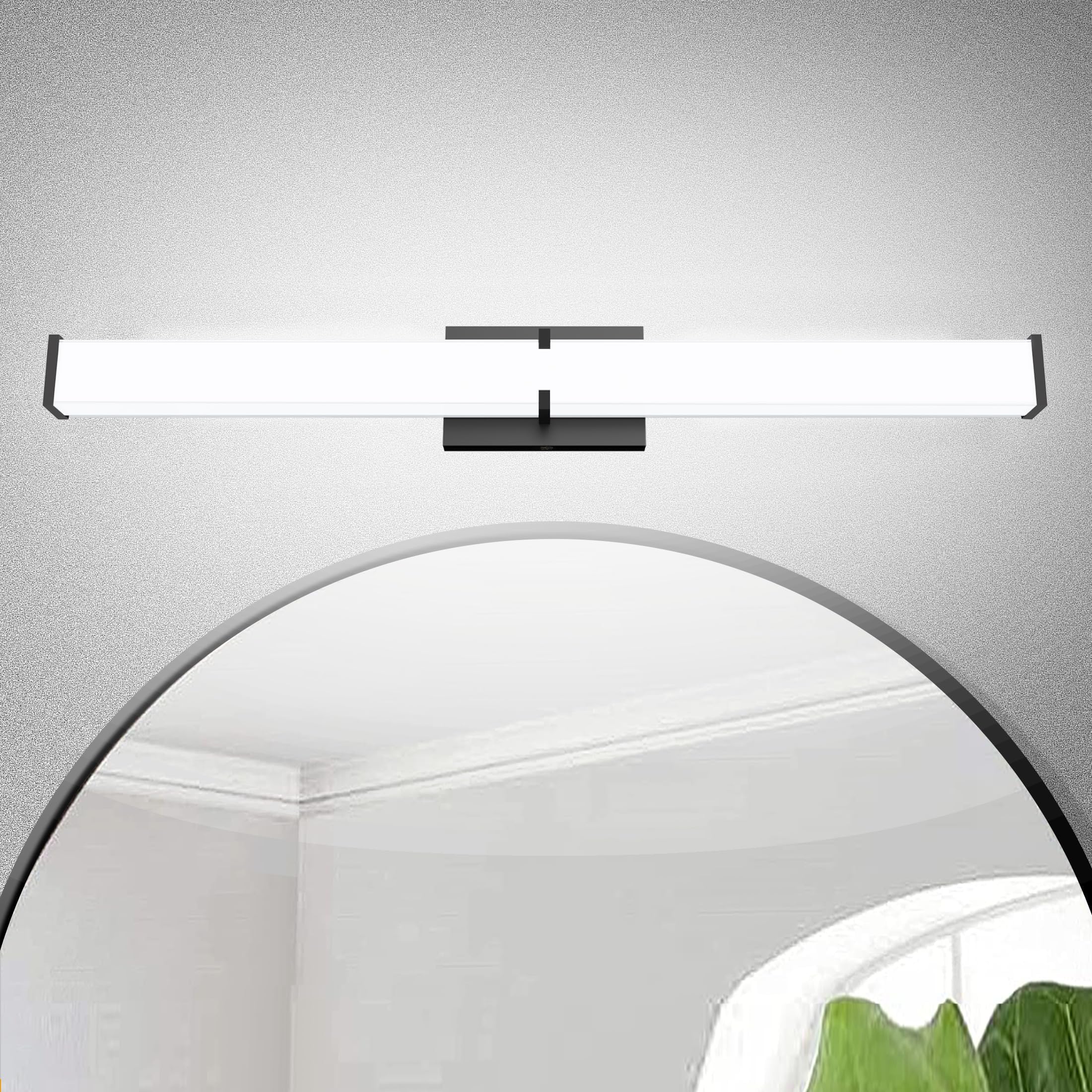 Bathroom Lighting Fixtures Over Mirror: 16-Inch Modern Bathroom Vanity Light Etl Certified - Black Led Vanity Light Bar With Elegant Clear Shade - Wall Light Fixtures 5000K Cool White Dimmable  1 Pack