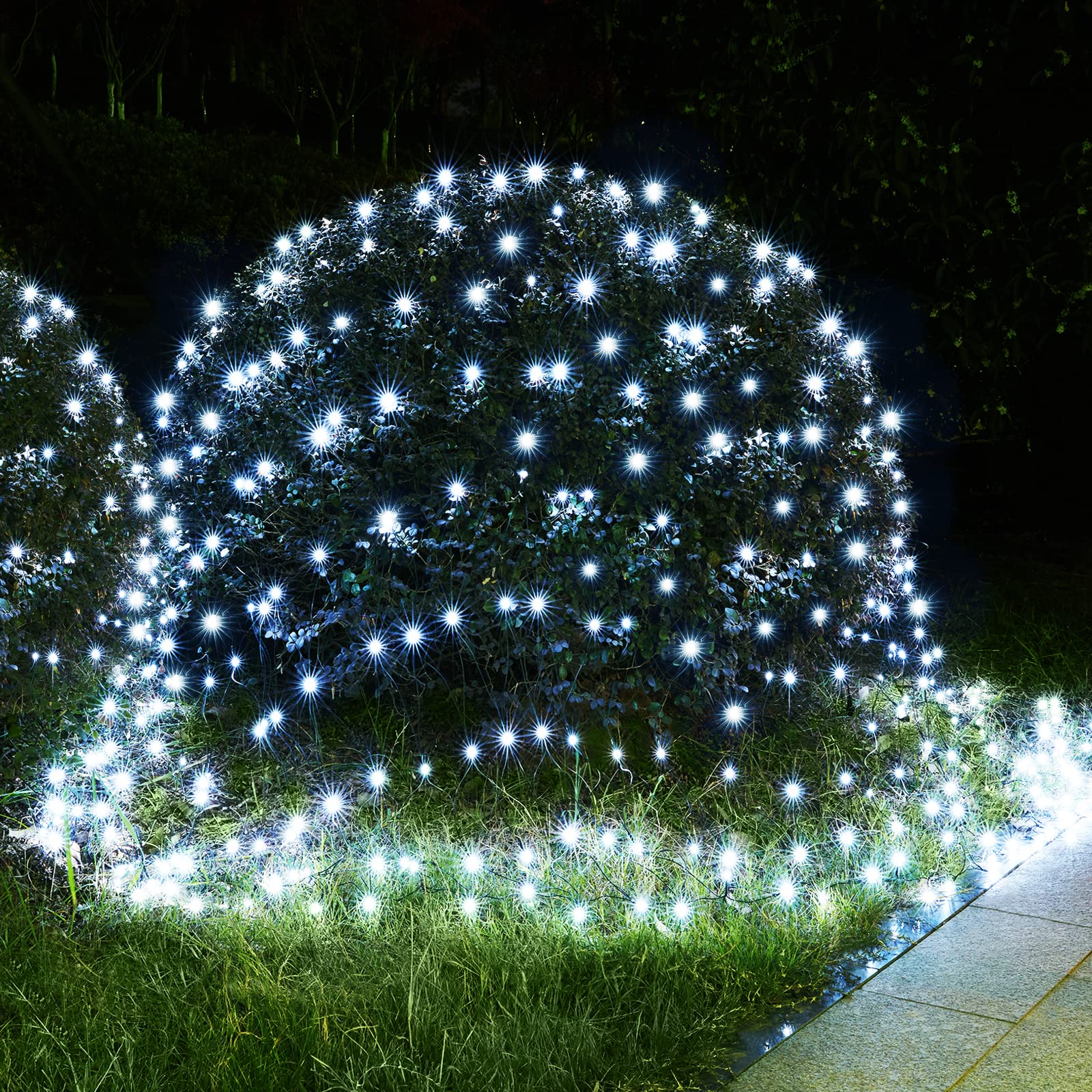 Blctec Christmas Net Lights 360 Led, 9.8Ft X 6.6Ft, Cool White, Waterproof, 8 Modes, Timer, Energy-Saving For Outdoor Decorations