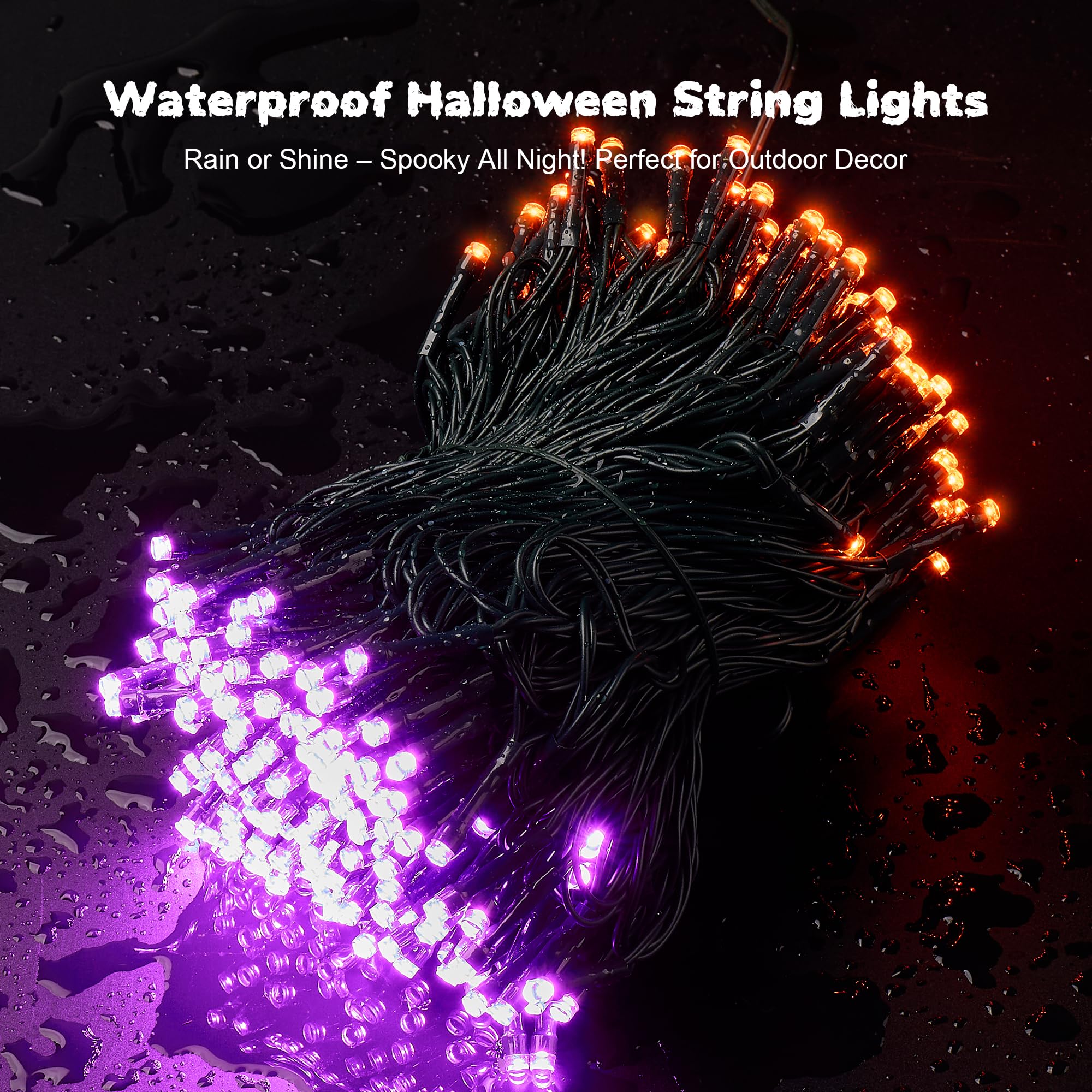 Wbao Halloween Lights Orange Purple 300Led 108Ft Super Bright String Lights  Ul Certified  8 Lighting Modes  Timer  Connectable  Memory & Waterproof For Indoor Outdoor Halloween Decorations