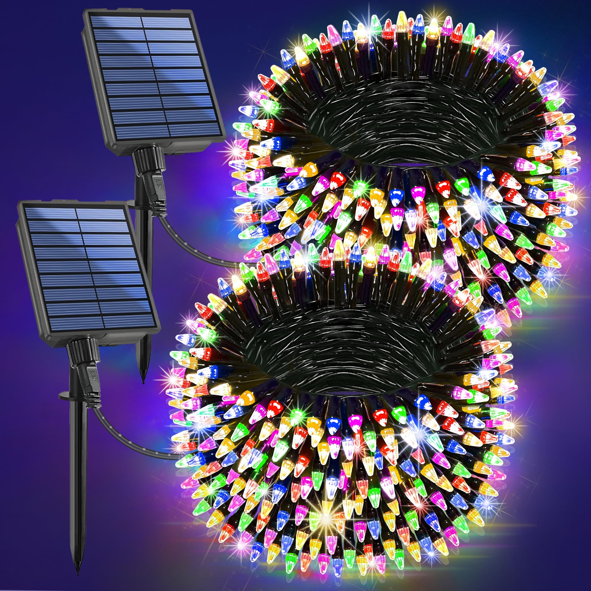 2-Pack 200Ft Solar String Lights For Outside, 600 Led Extra-Bright Solar Light Outdoor With 19 Modes & Timer, Waterproof Fairy S