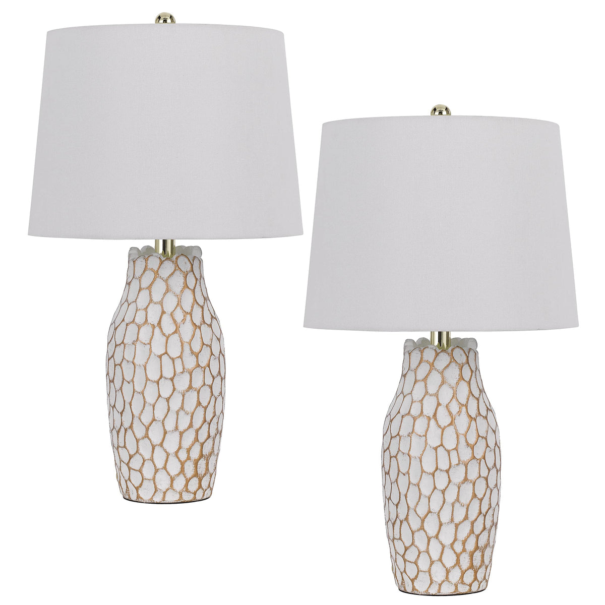 Cal 100W Elmira Ceramic Table Lamp - White Clay, Sold In Pairs, Perfect For Home Decor