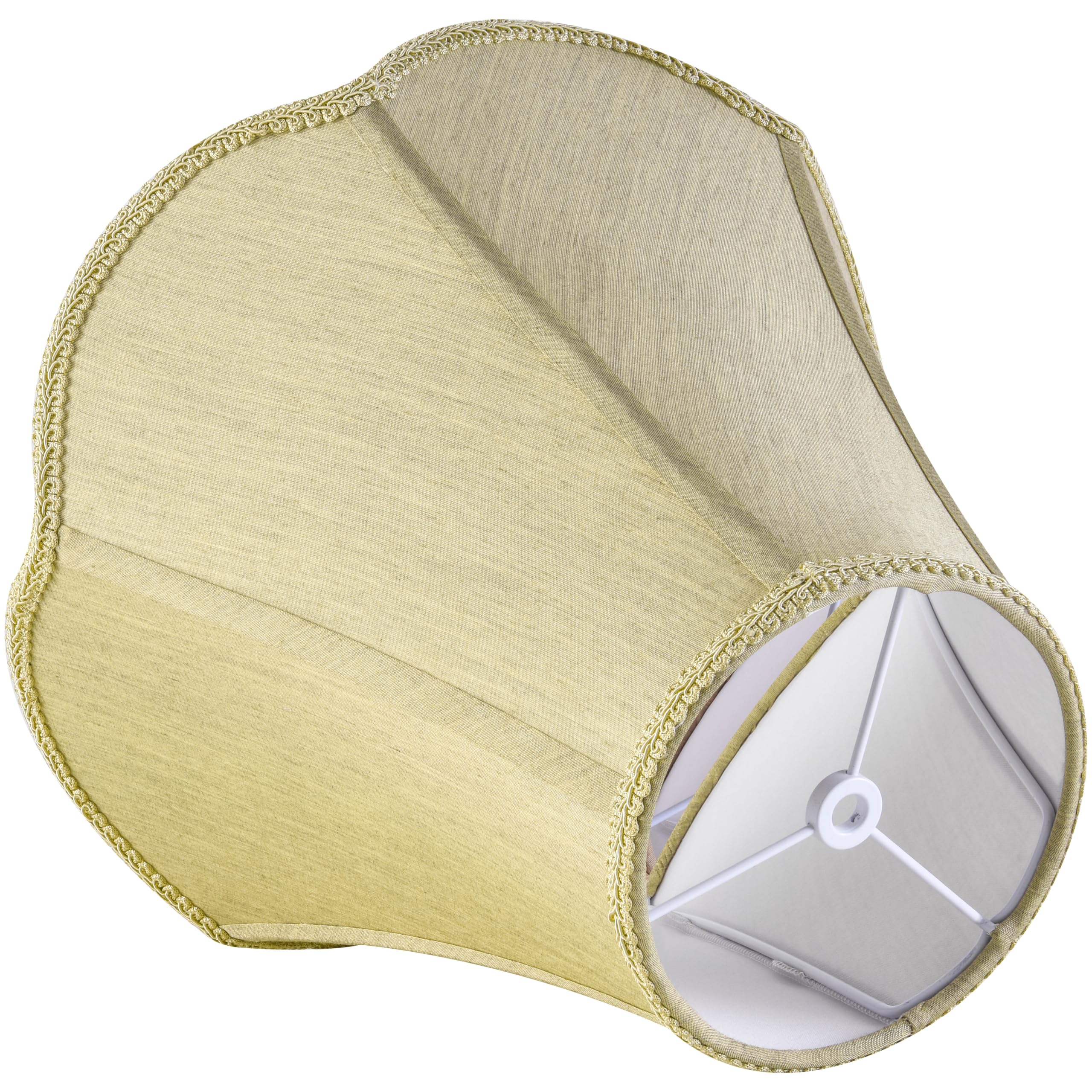 Go&So Gold Lamp Shade Medium Bell Lamp Shades -Edge Petal Braid Design Scalloped Lamp Shade -6''Top X 13''Bottom X 10.6''Vertica