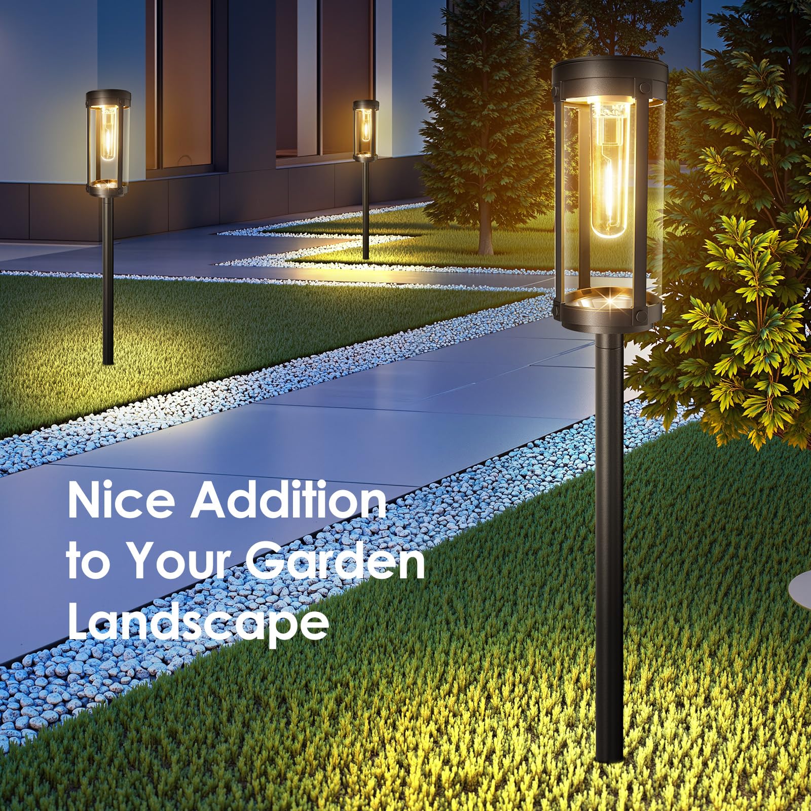 Bright Solar Pathway Lights Outdoor  2 Pack Upgraded Solar Powered Garden Lights Waterproof  Auto On/Off Solar Yard Light For Lawn Patio Walkway Driveway Landscape Lighting Decor (Warm White  2 Pack)