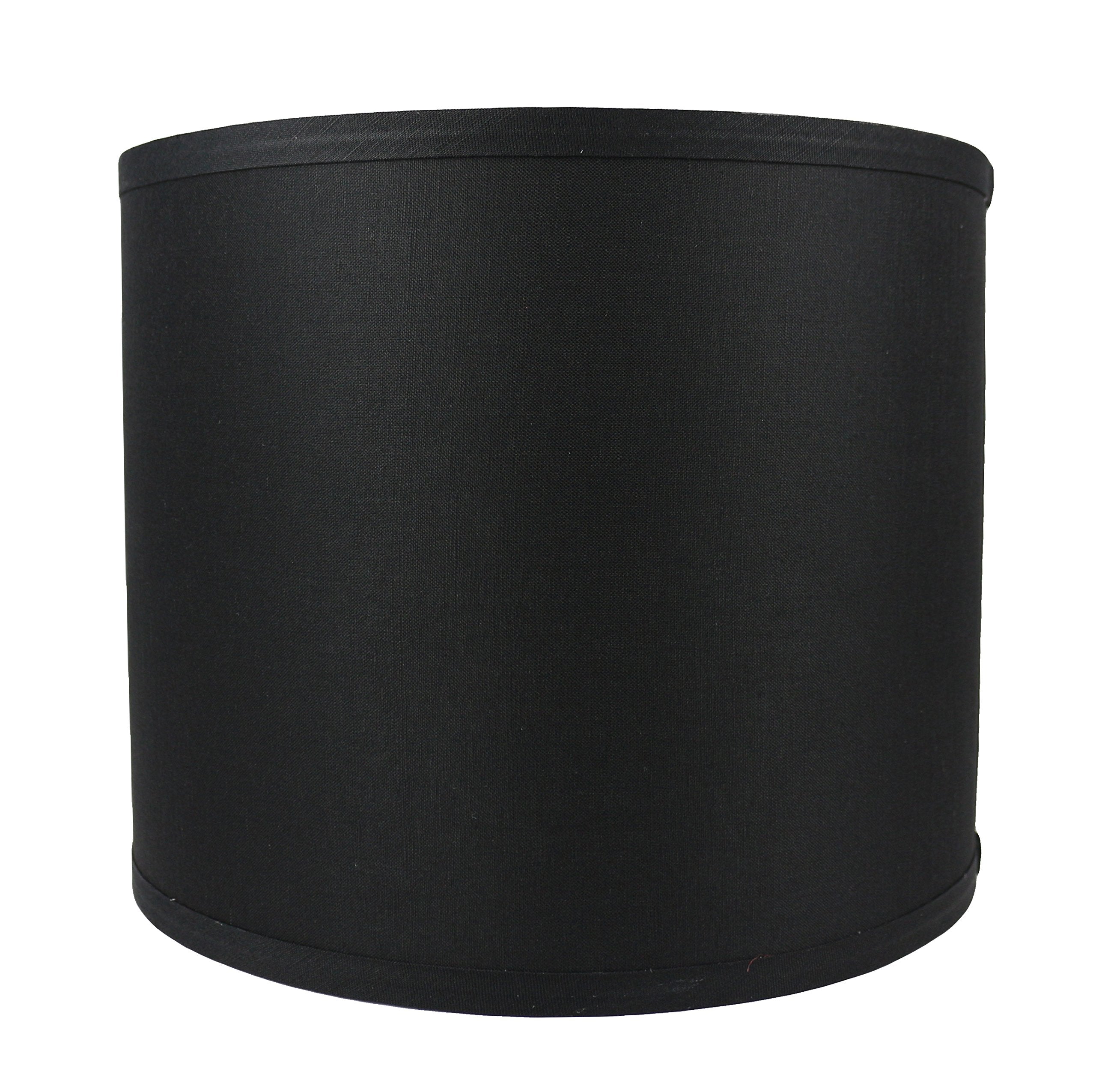 Urbanest Classic Drum Lampshade, Smooth Linen, 12x12x10 Inch, Black, Porcelain and Metal