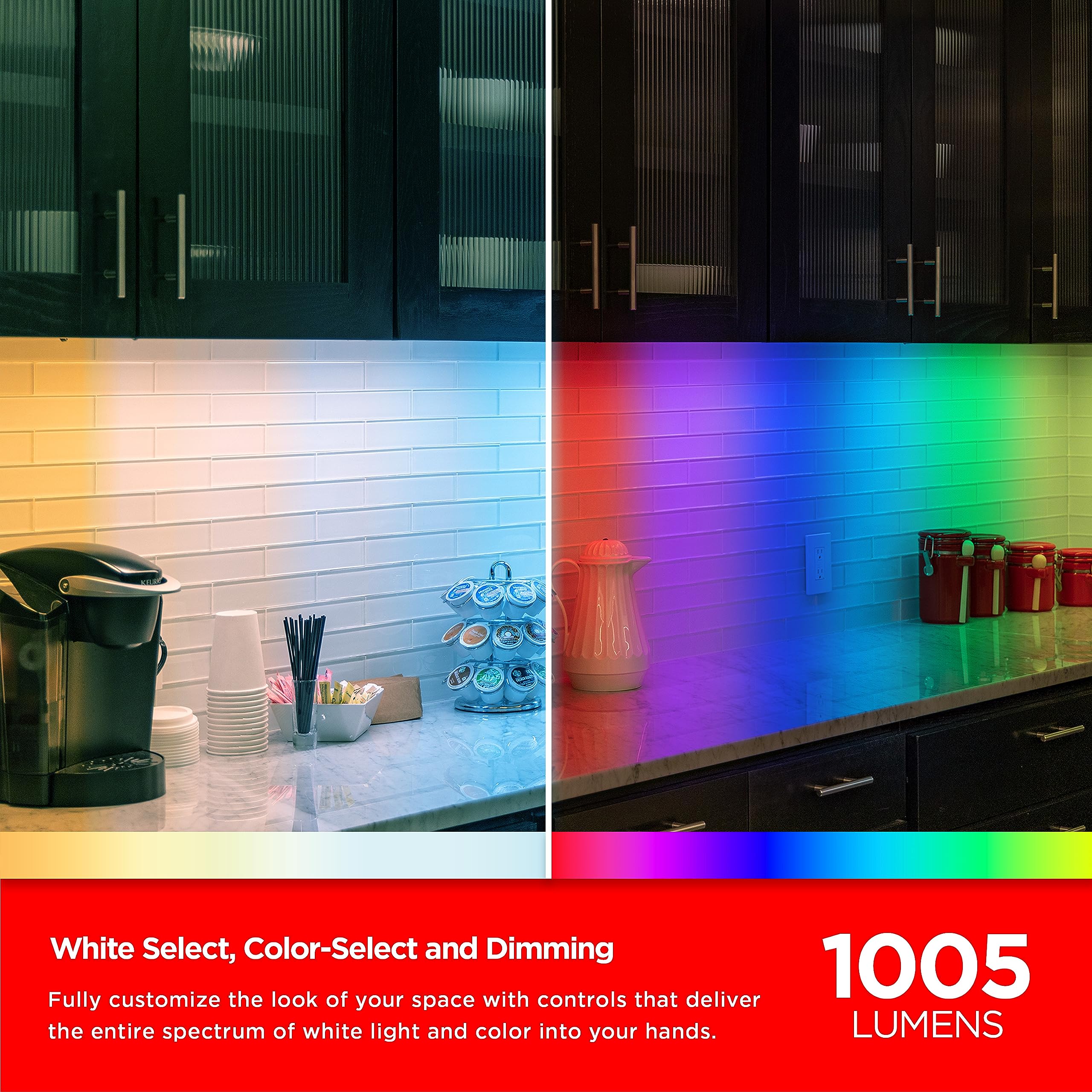 Ultrapro Wi-Fi Under Cabinet Lights, 24 Inch, Color Changing, Alexa & Google Assistant Compatible