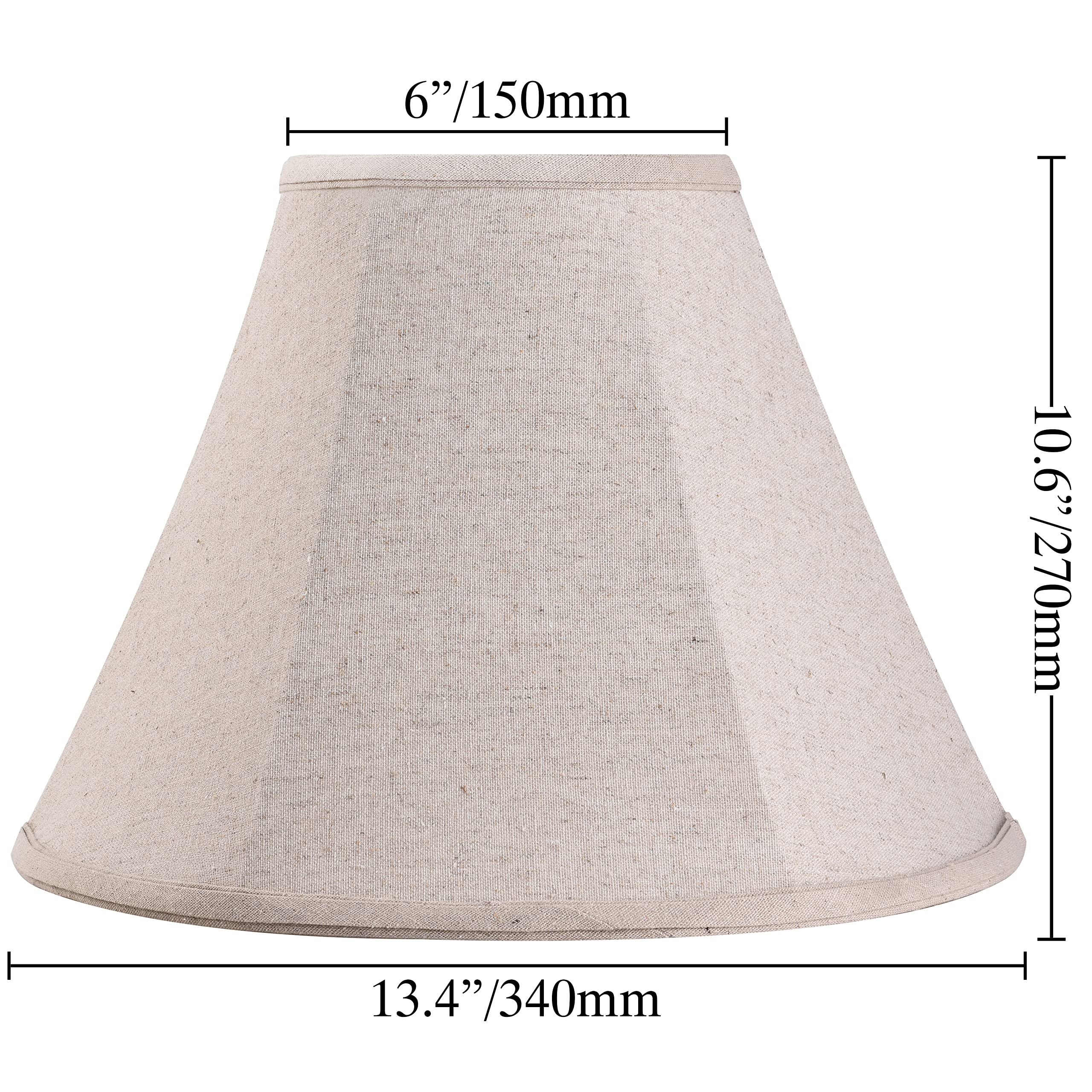 Go&So Small Beige Lamp Shade For Table Lamps-Bell Bedside Lampshade-5.9X13.4X10.6Inch (Spider) Natural Linen Lampshades Replacem