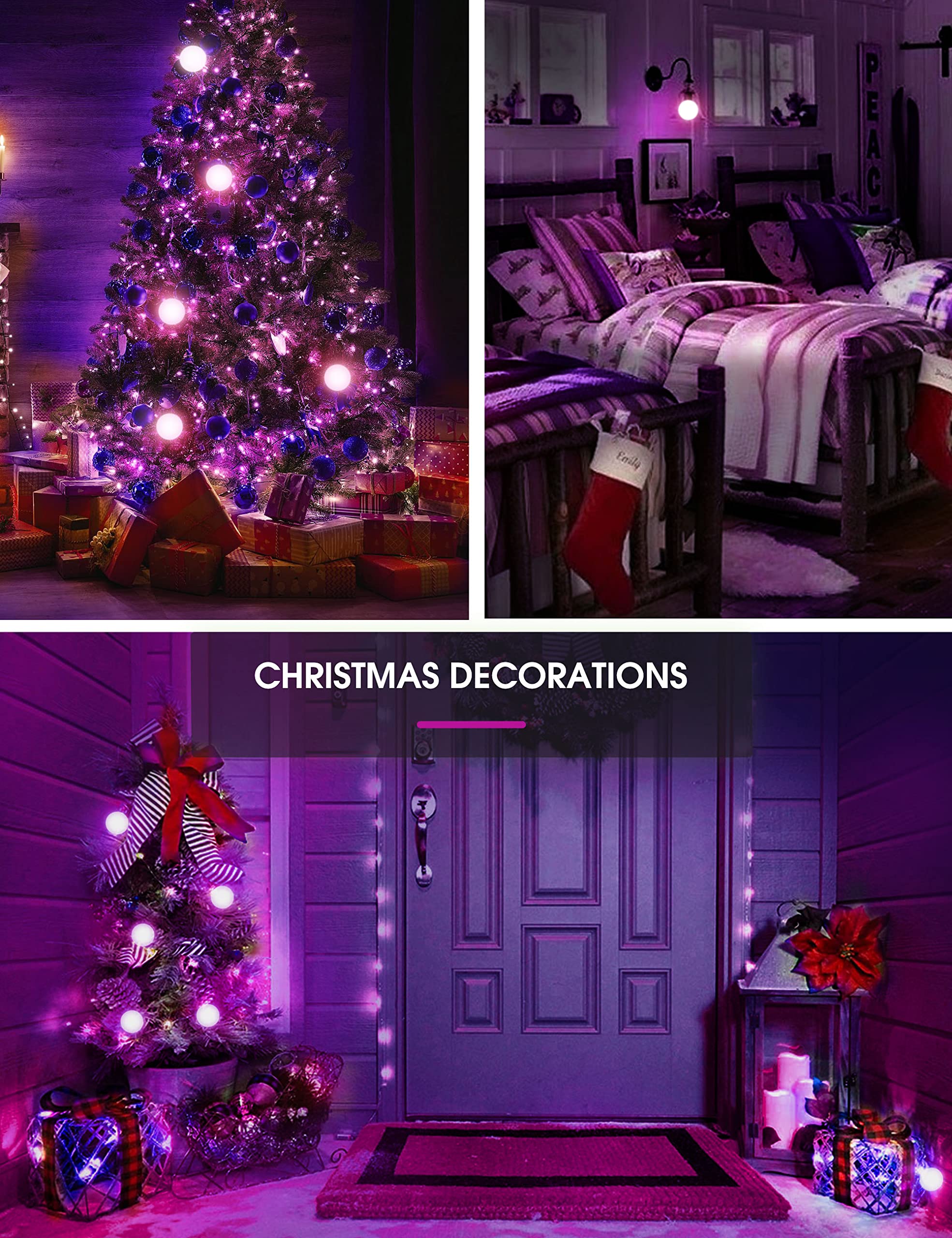 L LOHAS LED Purple LED Light Bulbs A19 9W E26 Base 2 Pack for Outdoor Christmas Decor
