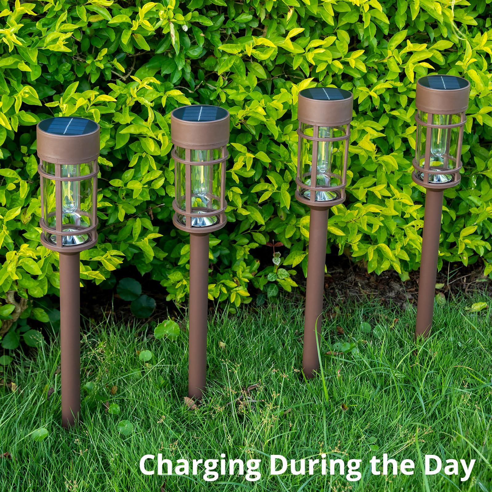 ILANCK Solar Pathway Lights Outdoor 8 Pack, Waterproof IP65, Metal, Brown, Model HNBRPL07BR