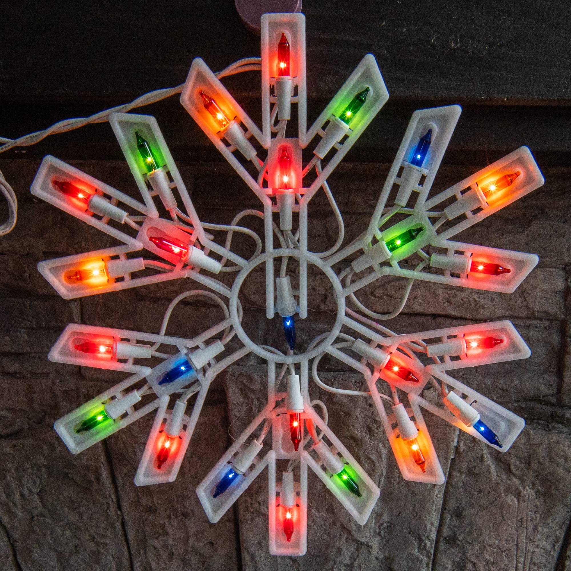 Dazzle Bright 100 Count Christmas Snowflake Lights, 8.5FT Waterproof Icicle Lights, Multicolor for Indoor/Outdoor Decorations