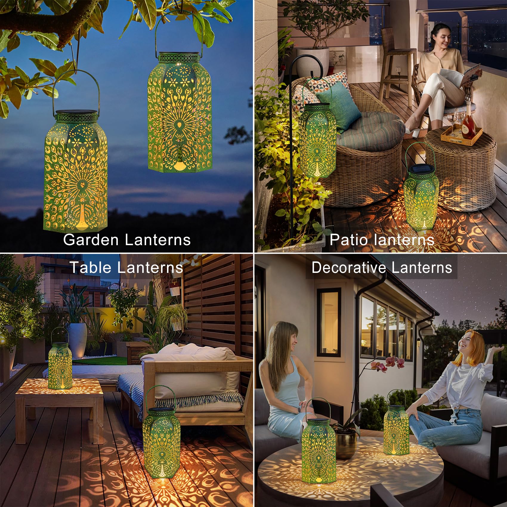 Homeimpro Outdoor Solar Lanterns Waterproof Peacock Gardening Gifts For Women, Big Solar Garden Decor, Yard Art, Outside, Patio,