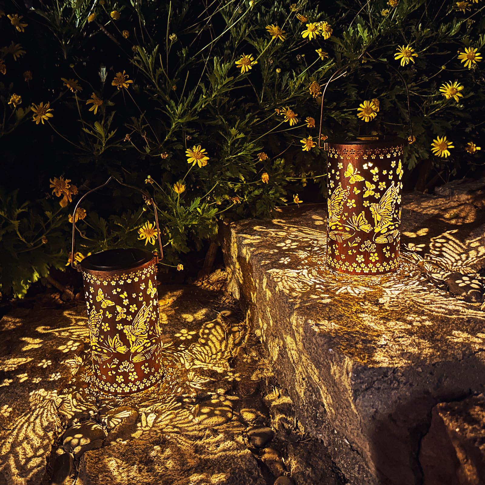 Solar Lanterns Outdoor Hanging Lantern Lights,Fairy Metal Decor Lanterns-Waterproof Led Decorative Light For Garden Patio Yard L