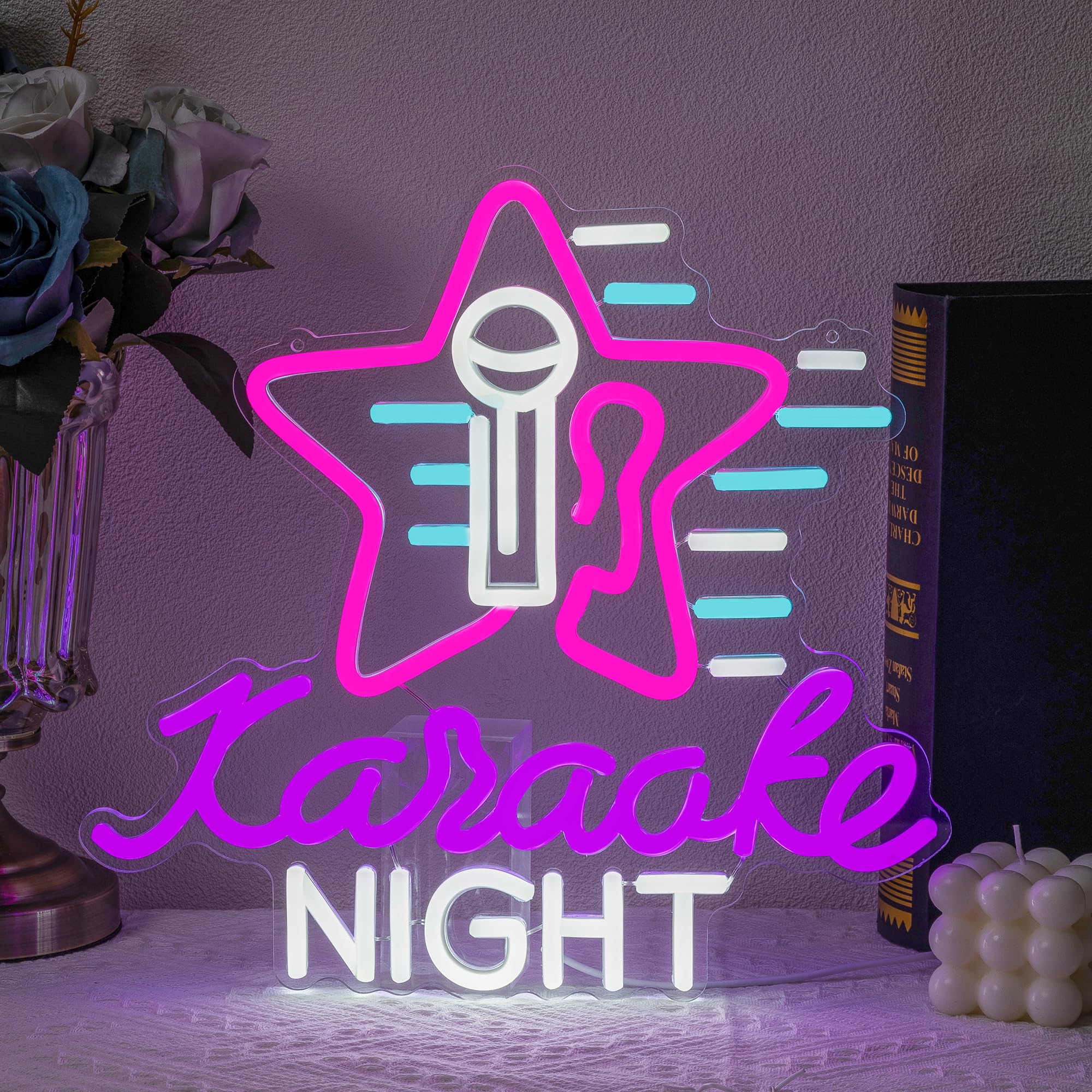 SUYUZUR Karaoke Neon Sign LED Light Dimmable for Music Room, Colorful, Model SLY-06