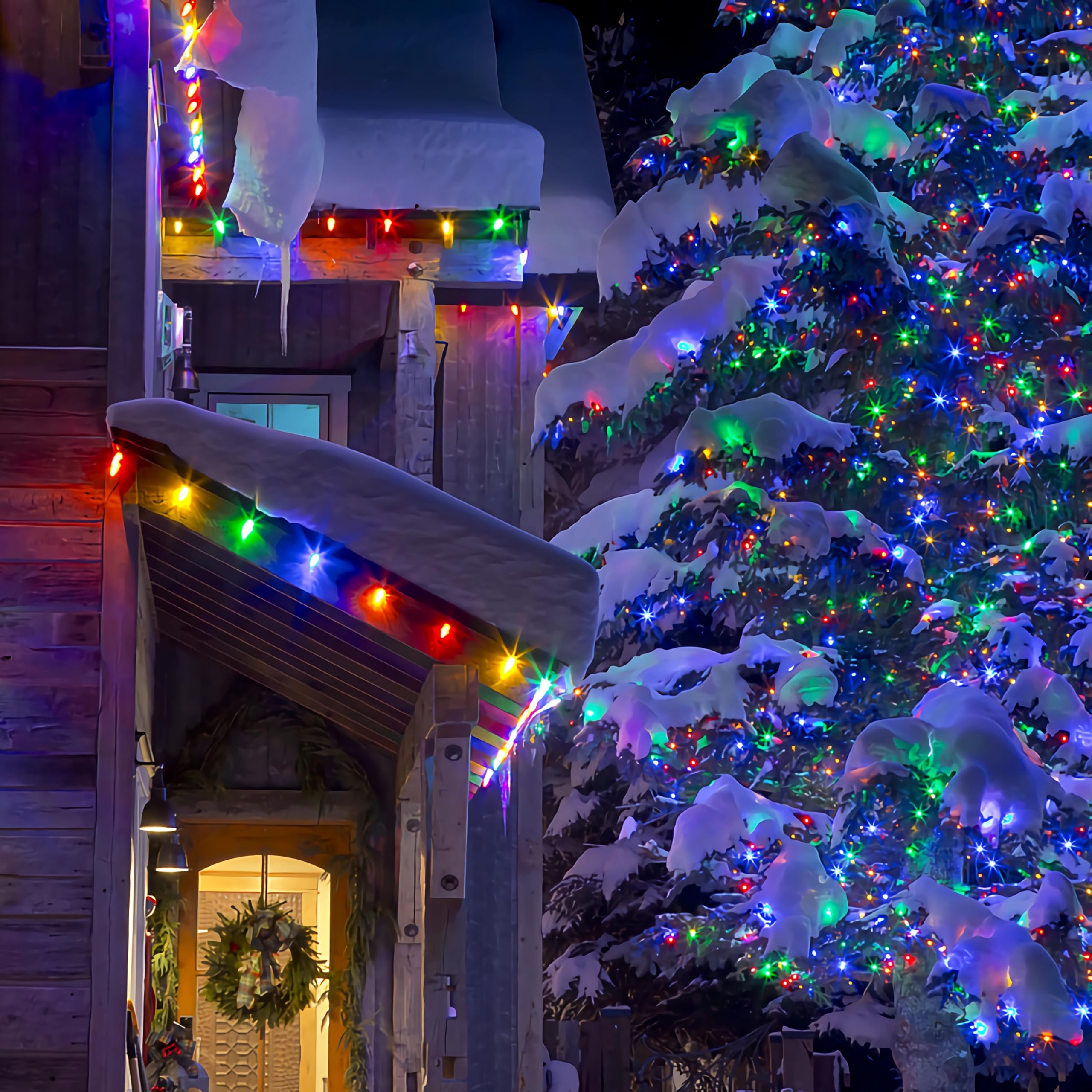 Battery Operated Christmas Lights, 10Ft 100 Led Waterproof Dark Green Copper Wire Fairy Light String Light For Garland, Wreath, Patio, Garden, Wedding, Party, Xmas, Multicolor 2Pack