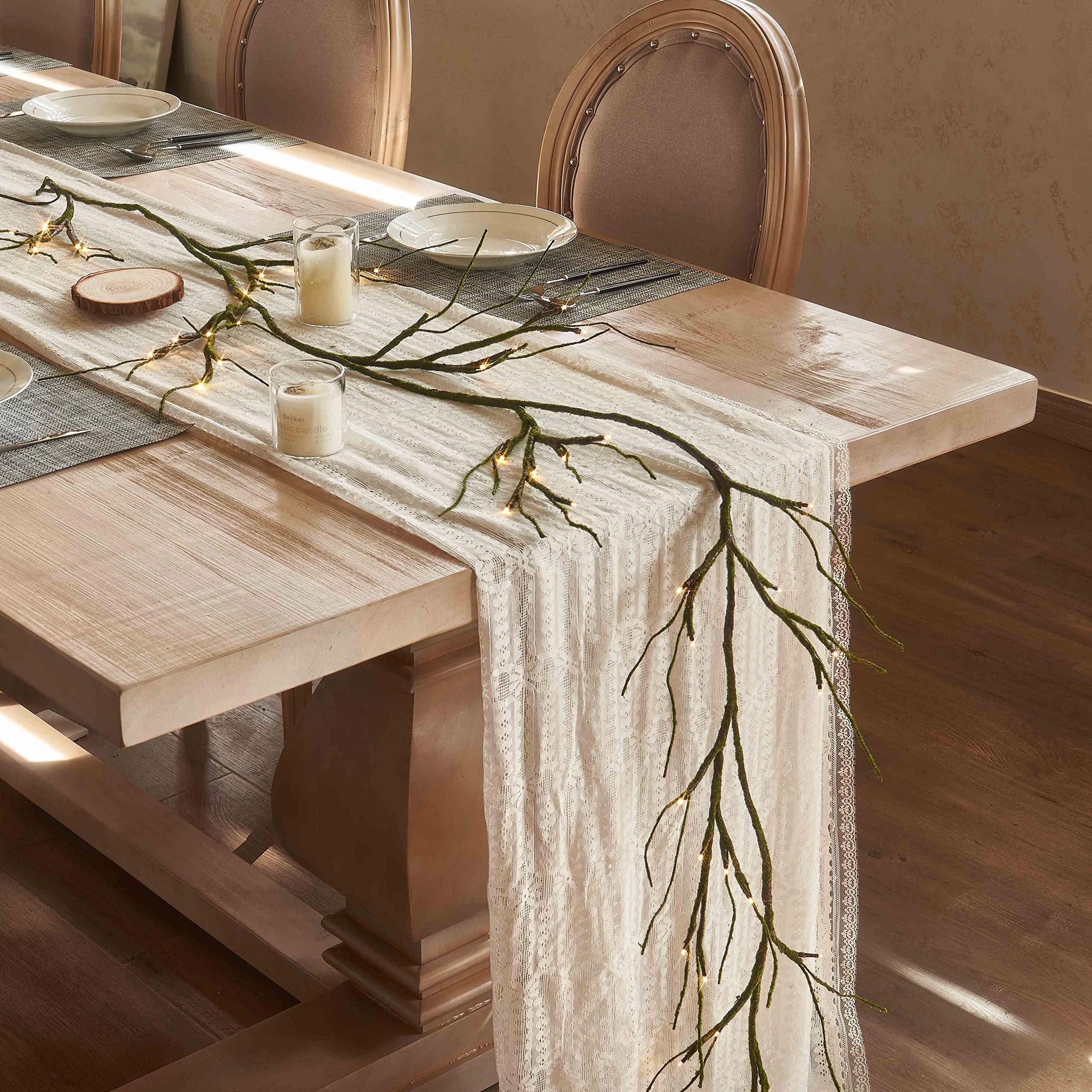 Hairui Mossy Garland Lights 6Ft 48 Led Battery Operated Lighted Twig Vine With Timer For Halloween Christmas Party Decoration Indoor Outdoor Use