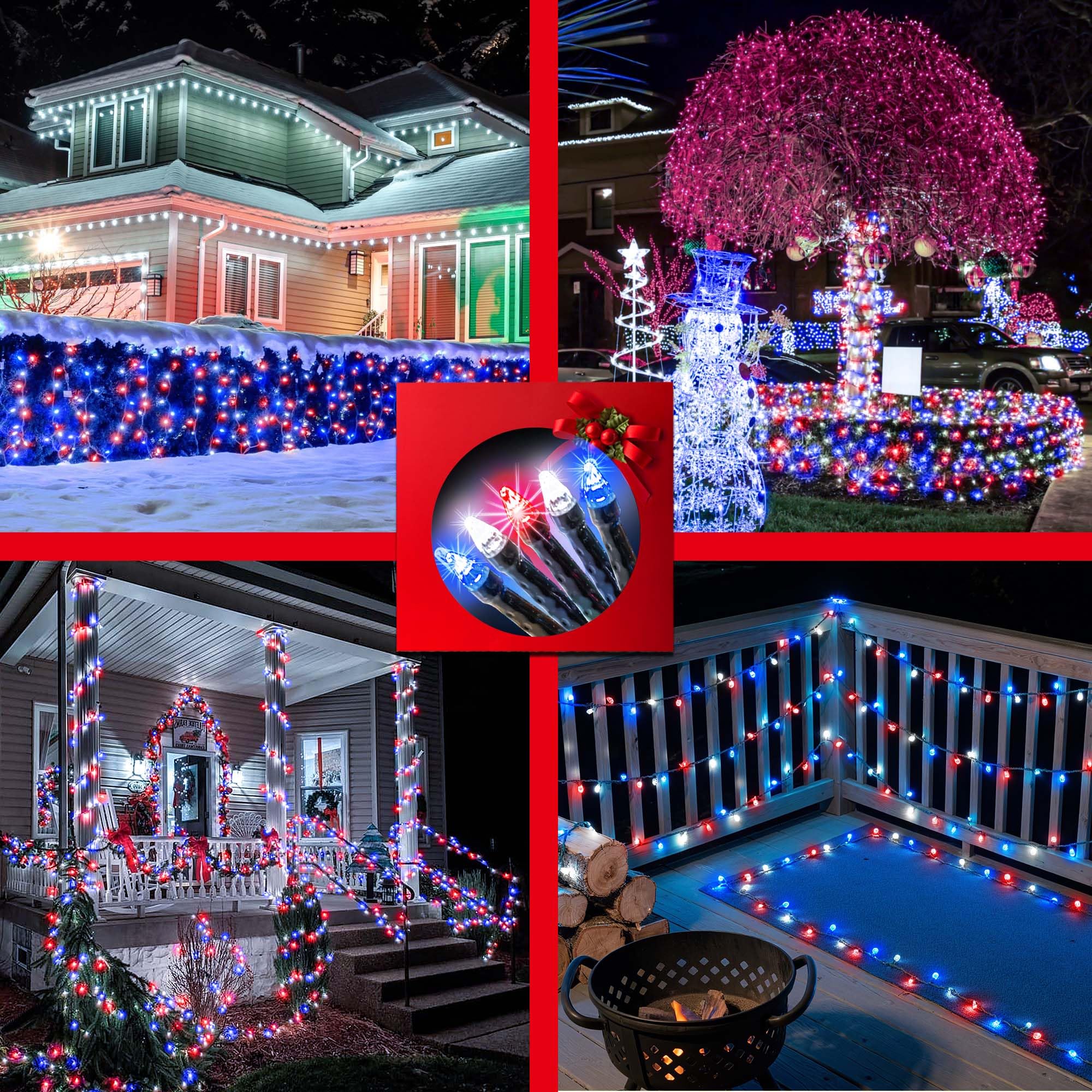 750 Led 240Ft Christmas Lights Outdoor 12 Lighting Modes Christmas String Lights With Timer  Dimmable Plug In Red White And Blue Led Stringlights Waterproof For Yard Tree Wedding Party Holiday