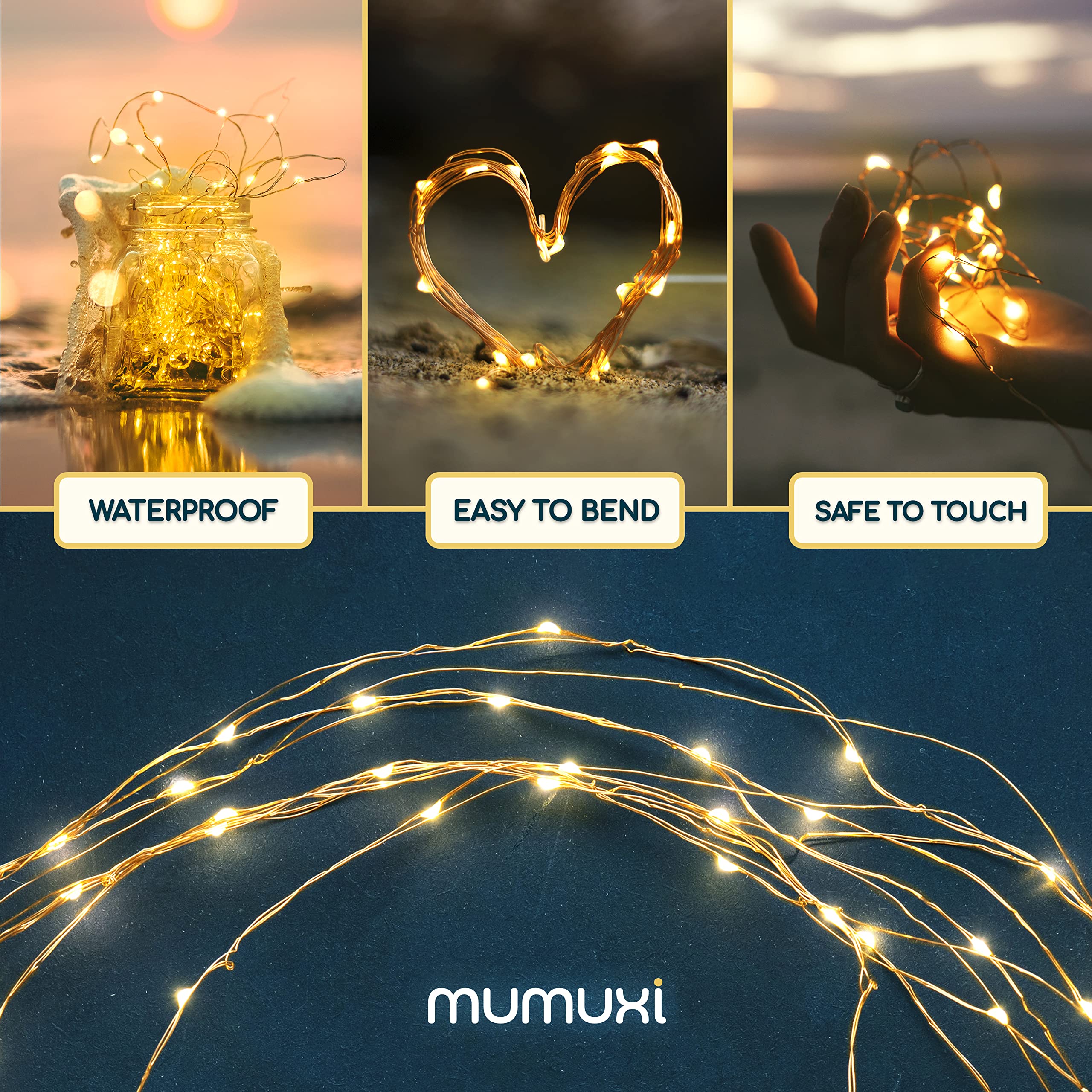 MUMUXI LED Fairy Lights, 10ft Warm White, 16 Pack, Waterproof, Energy Efficient, Copper Wire, Model FY-2032