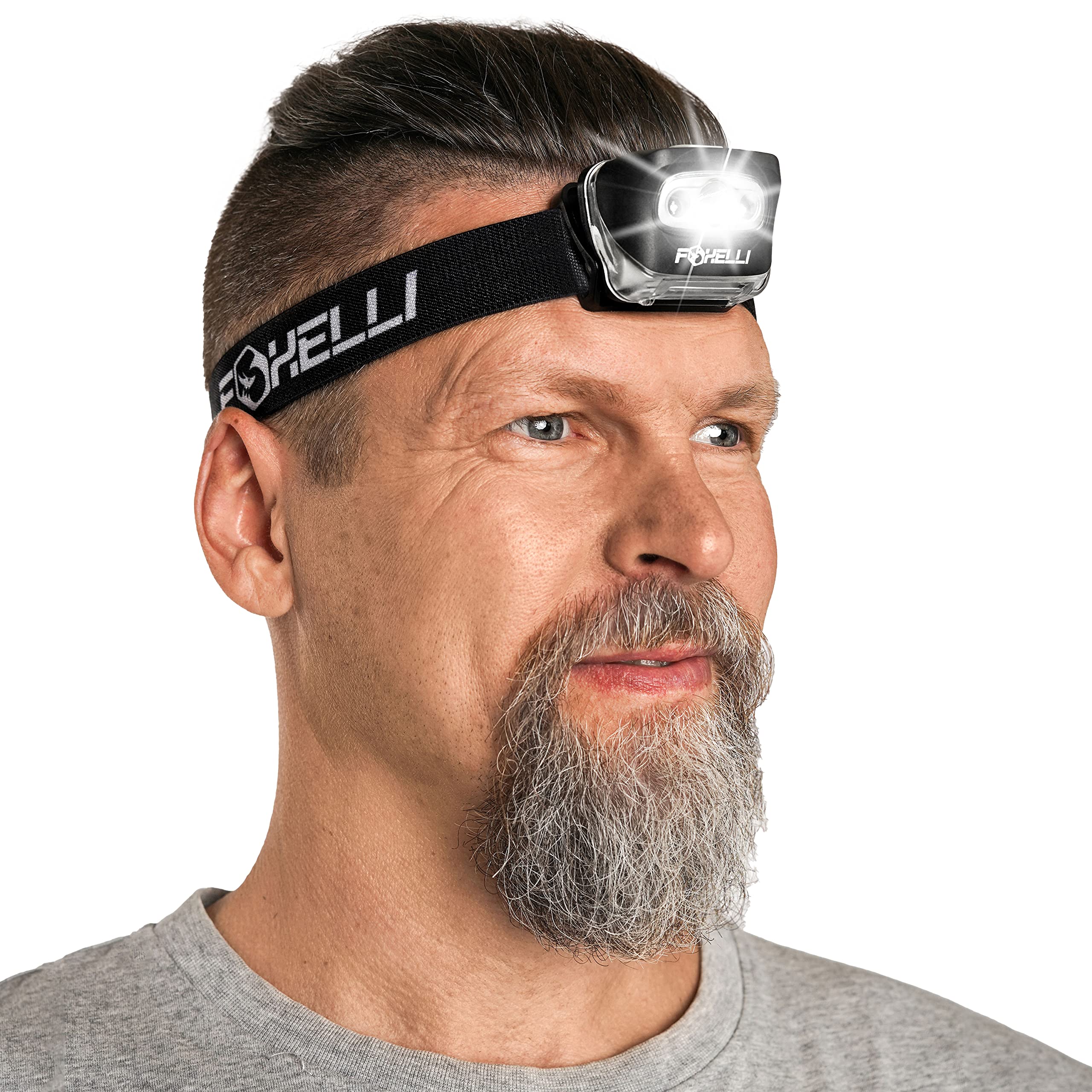Foxelli Led Headlamp Flashlight - For Adults & Kids, Running, Camping, Hiking Head Lamp With White & Red Light, Lightweight Wate