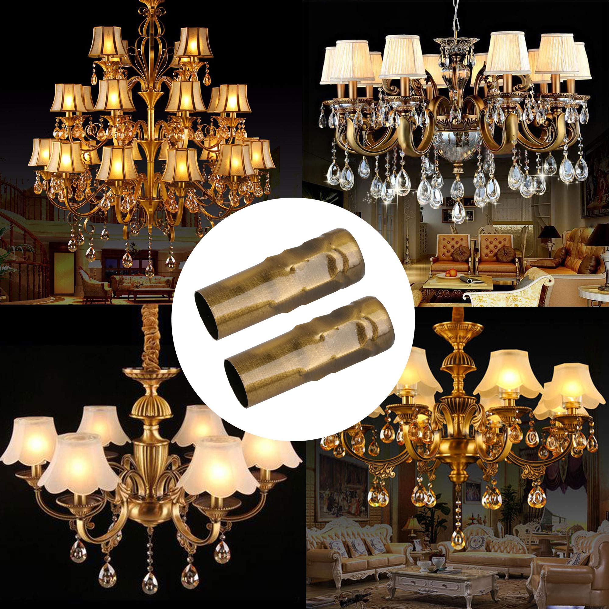 RDEXP 6Pcs Chandelier Candle Drip Shape Light Cover Sleeves Socket 25mm Dia Bronze