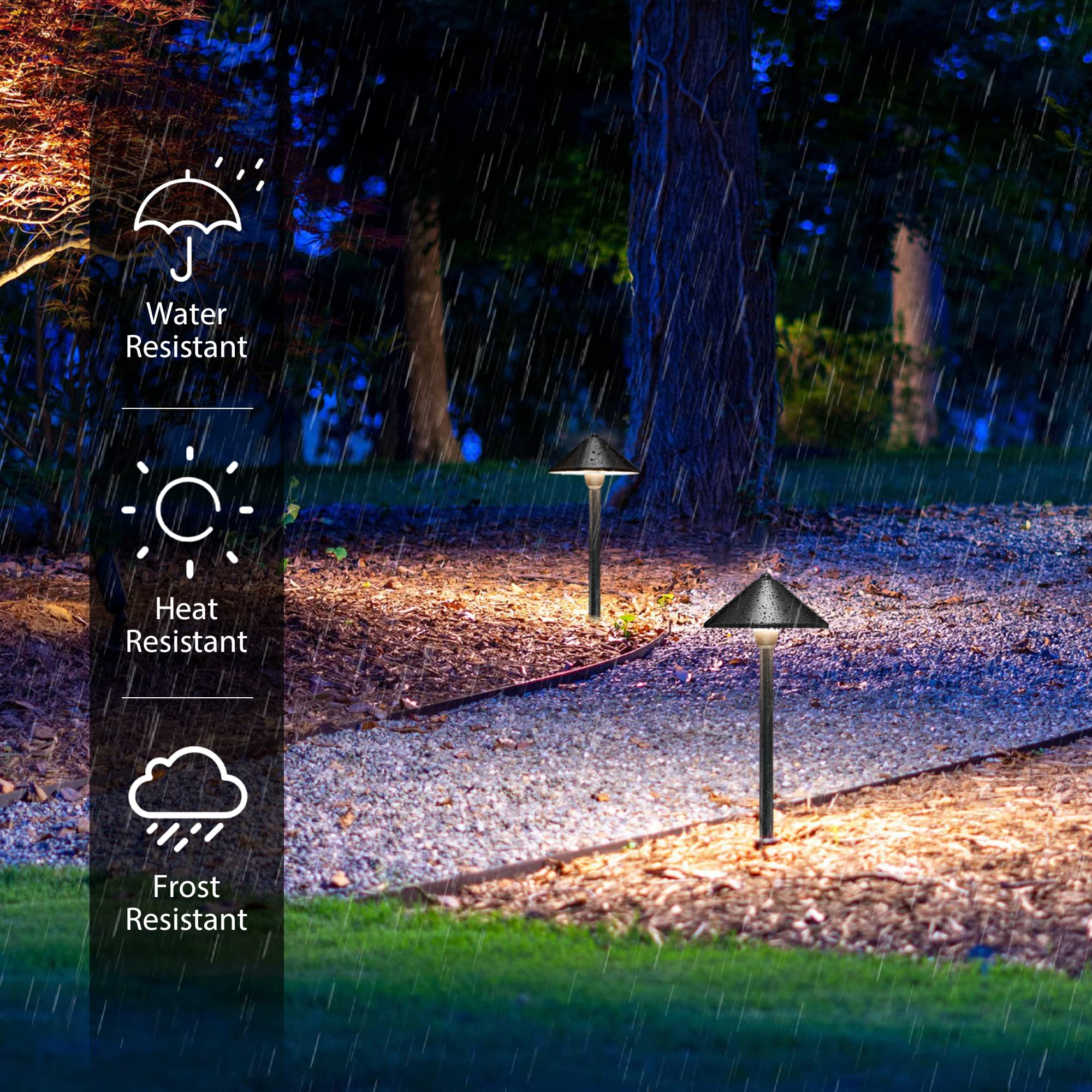 SUNVIE Low Voltage Landscape Pathway Lights 12-24V 3W LED IP65 Waterproof Aluminum Black 8 Pack Model LSBWB0308C