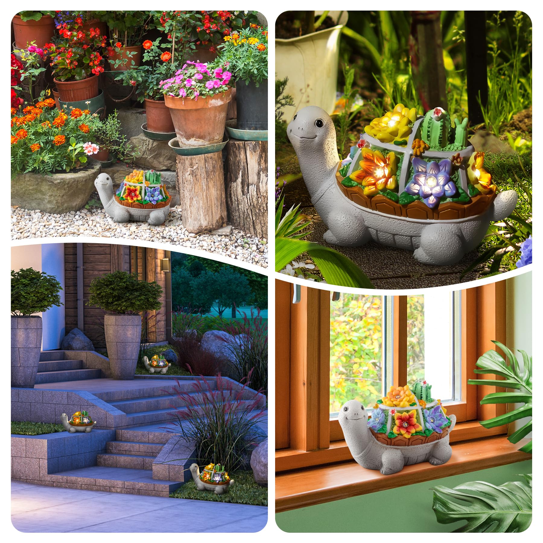 LESES Turtle Garden Decor for Outside Solar Statue Outdoor Clearance, Cute Turtle Solar Statues with LED Lights Lawn Ornaments D