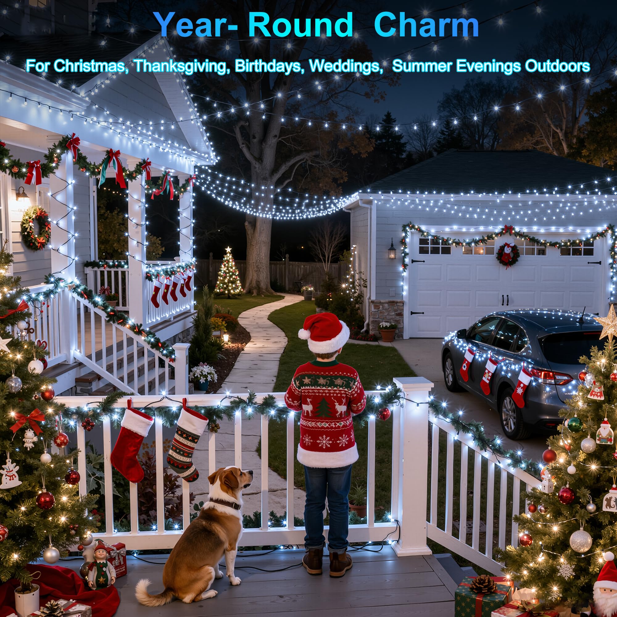 350Led Christmas Lights Indoor Outdoor  90Ft 12 Modes Cool White Led String Lights With Timer Dimmable  Waterproof Tree Lights For Xmas Patio Yard Fence Bedroom Wedding Garden Decor Cool White