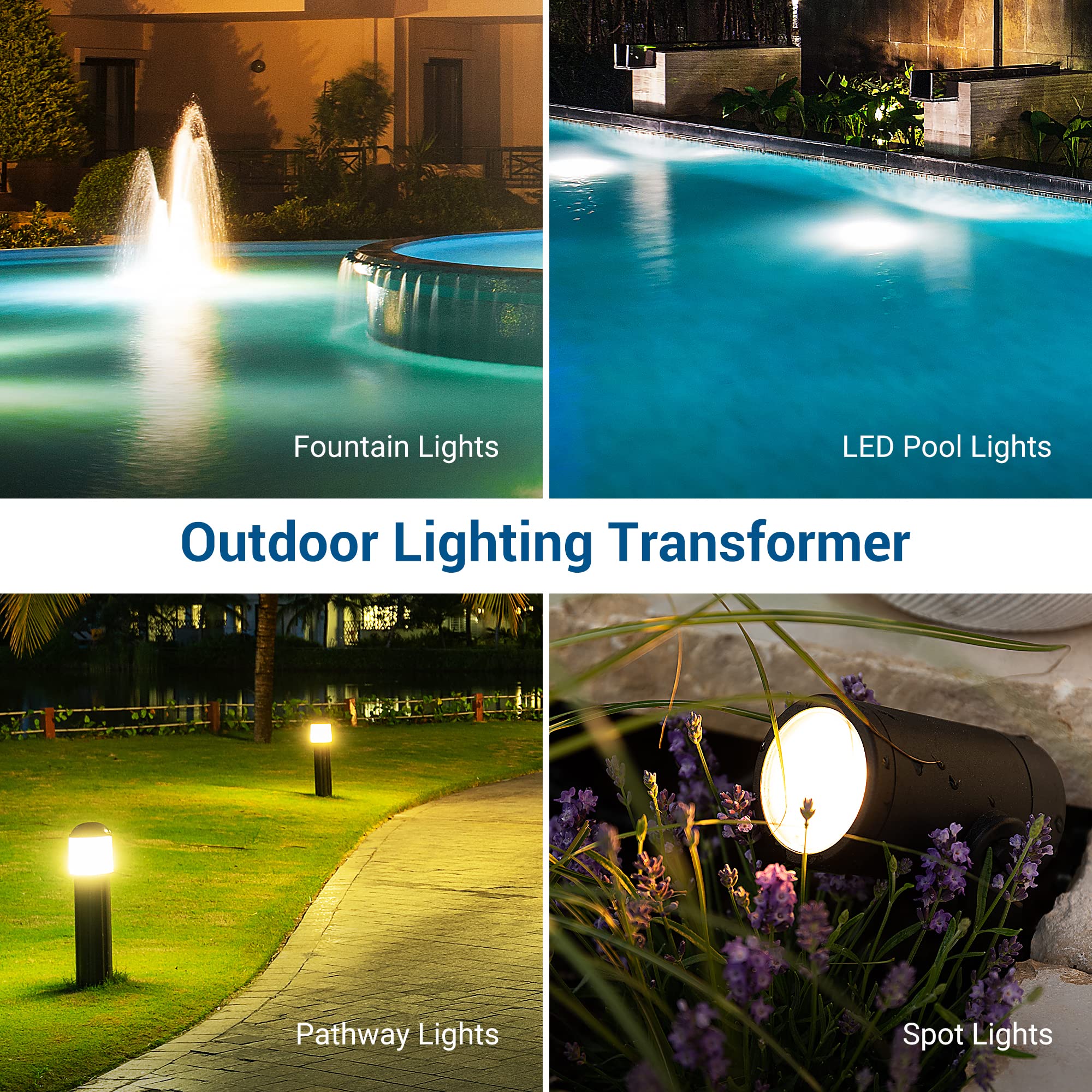 Dewenwils 600W Low Voltage Landscape Transformer  Pool Light Transformer 120V To 12V/13V/14V Ac  For Swimming Lighting  Spa & Fountain Lights  Outdoor Use  Waterproof  Etl Listed