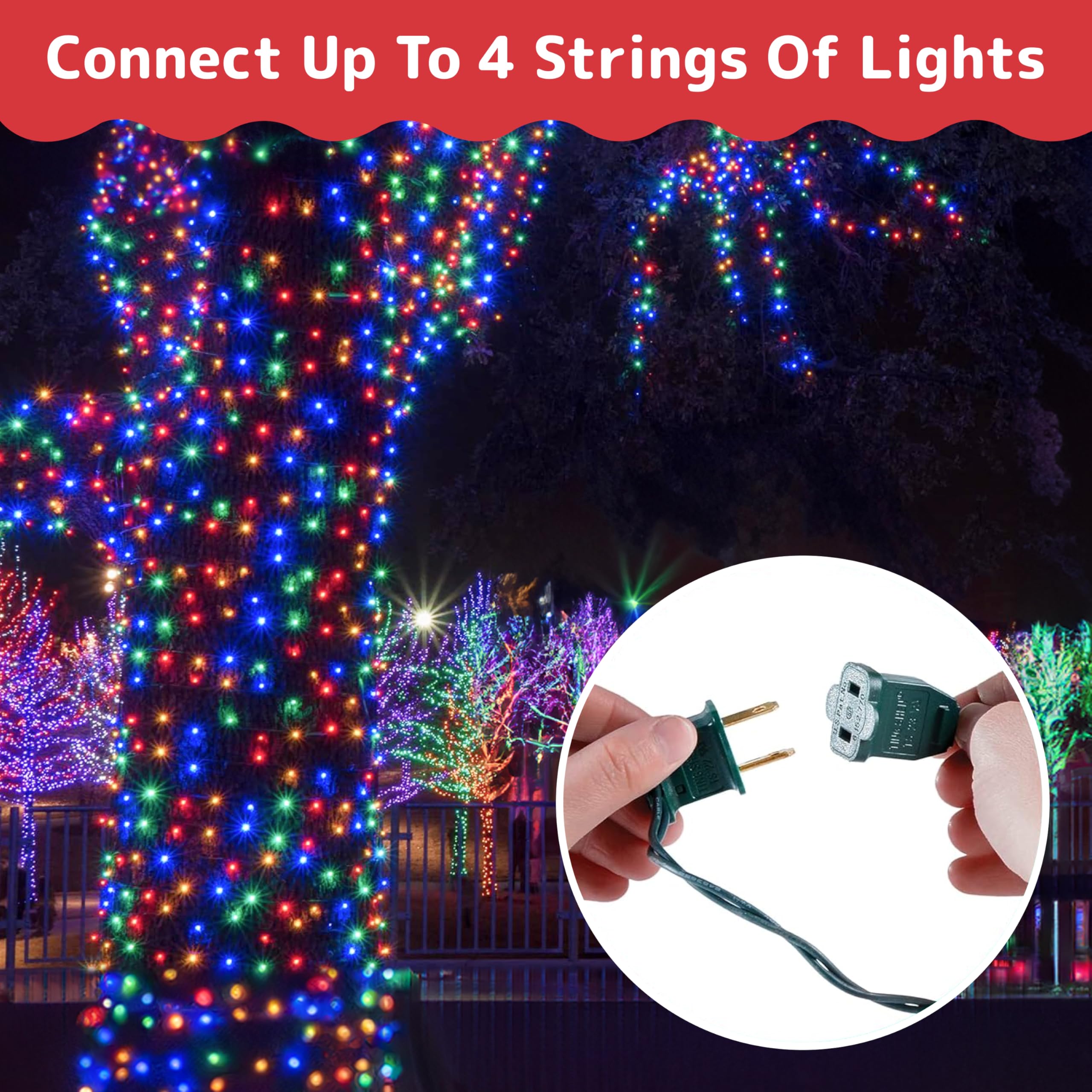 Prextex Christmas Lights - 40Ft Waterproof Multi-Color String Lights With 200 Twinkle Lights For Indoor/Outdoor Use