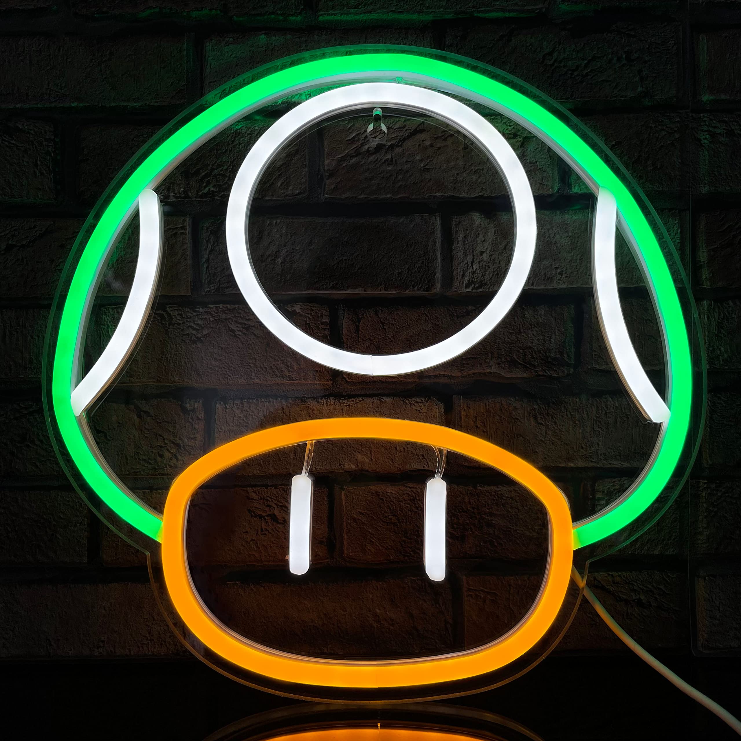 Heliwey Green Led Neon Light Sign - Super Mushroom Npc Wall Decor For Game Room & Bedroom