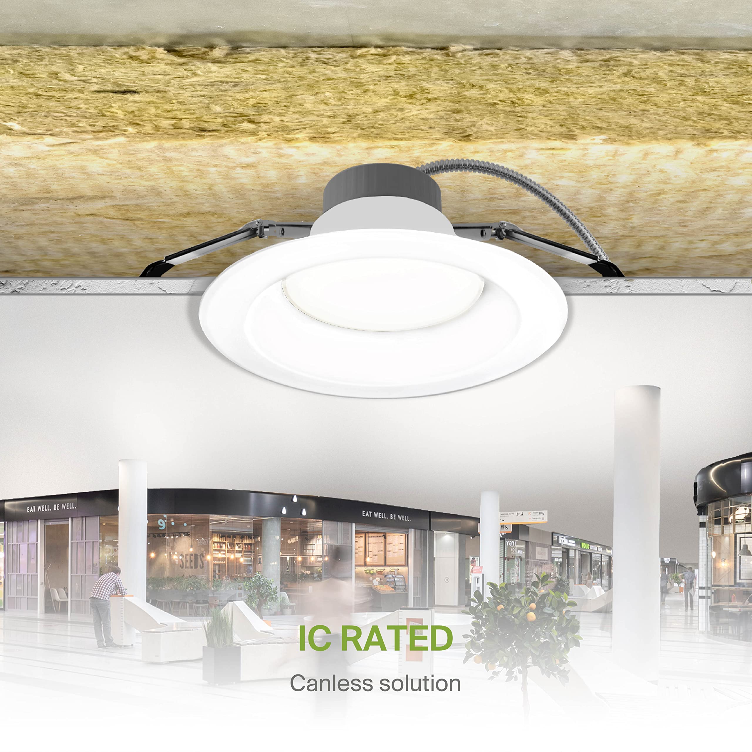 Asd 9/10 Inch Commercial Canless Led Downlight  Power Adjustable 20/30/40W Lighting  Round Dimmable Recessed Ceiling Light Fixture  5 Cct 2700K-5000K  120-277V Ic Rated Ul & Energy Star