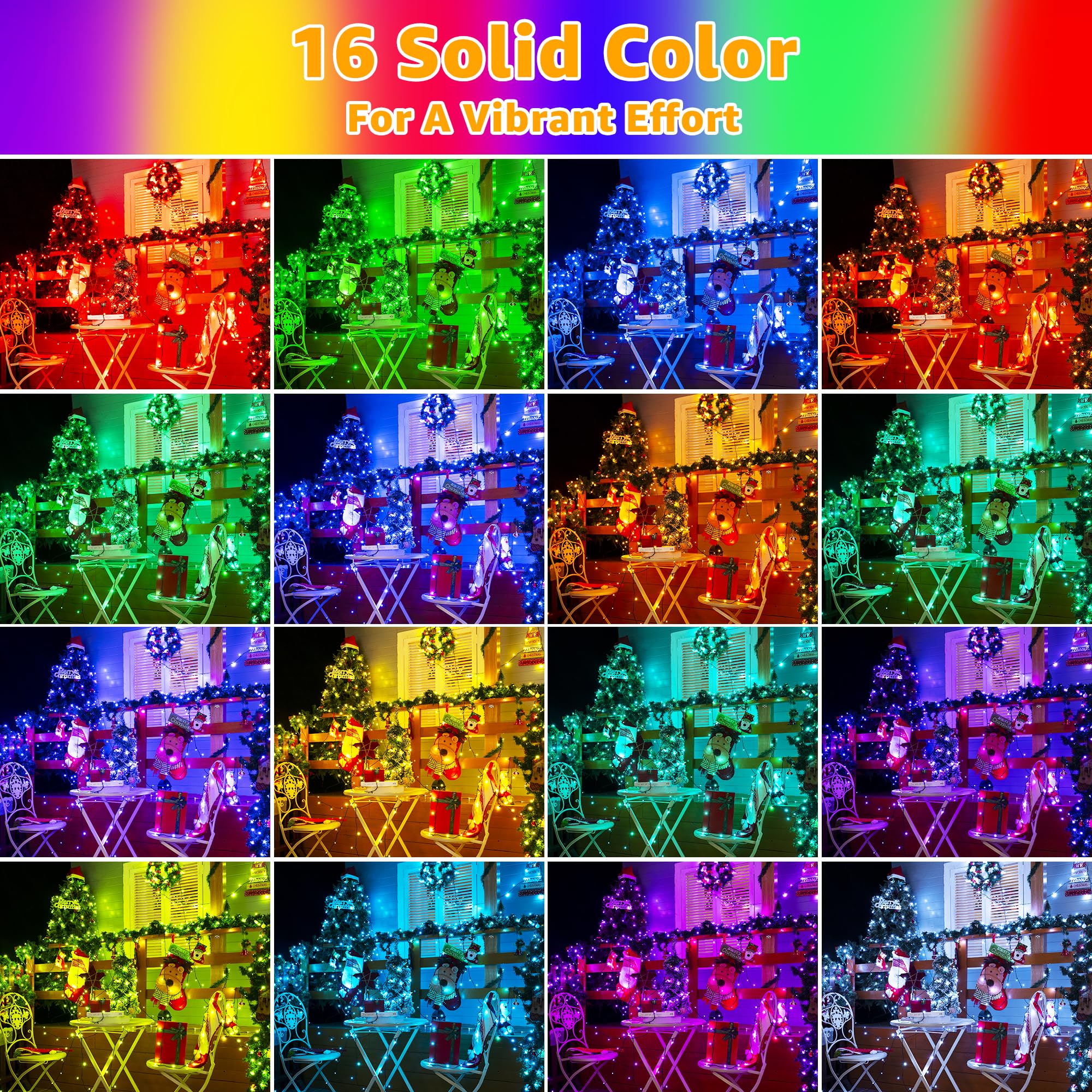 Ollny Rgb Christmas Lights, 400 Leds, 131 Ft, Green Wire, 130 Modes, Waterproof, Remote & Timer For Holiday & Year-Round Decor