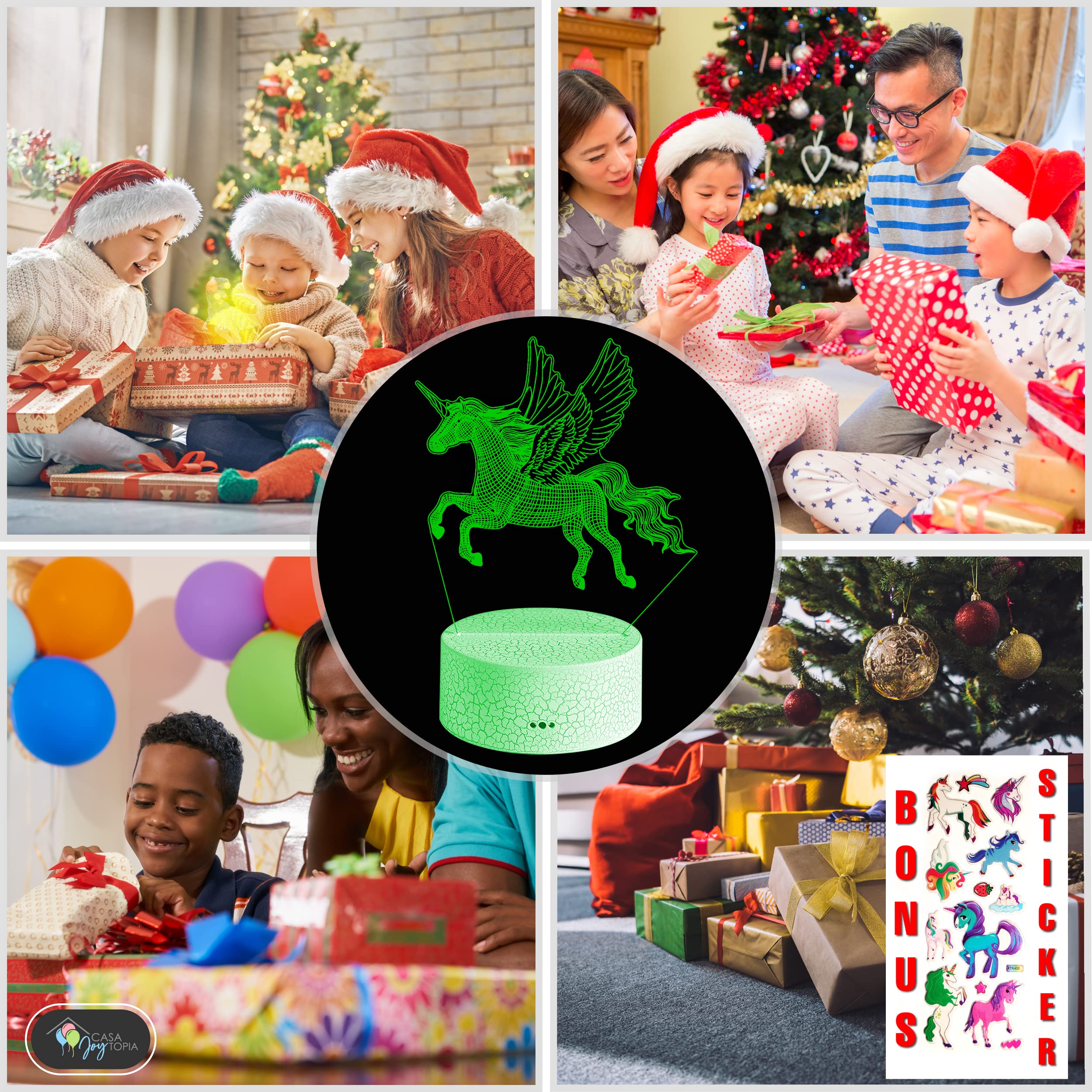 Casa Joytopia Unicorn Night Light For Girls - Creative And Fun 3D Night Light For Kids To Fall Asleep To With Automatic Timer To Switch Off