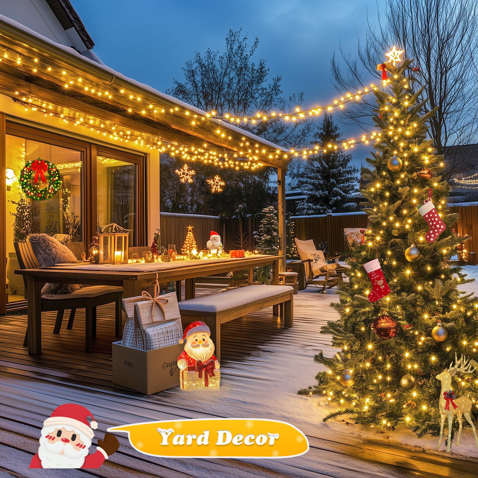 JMEXSUSS 500 LED Christmas Lights, Waterproof String Lights, 173ft, Warm White, Green Wire, Model EXS-S-0500